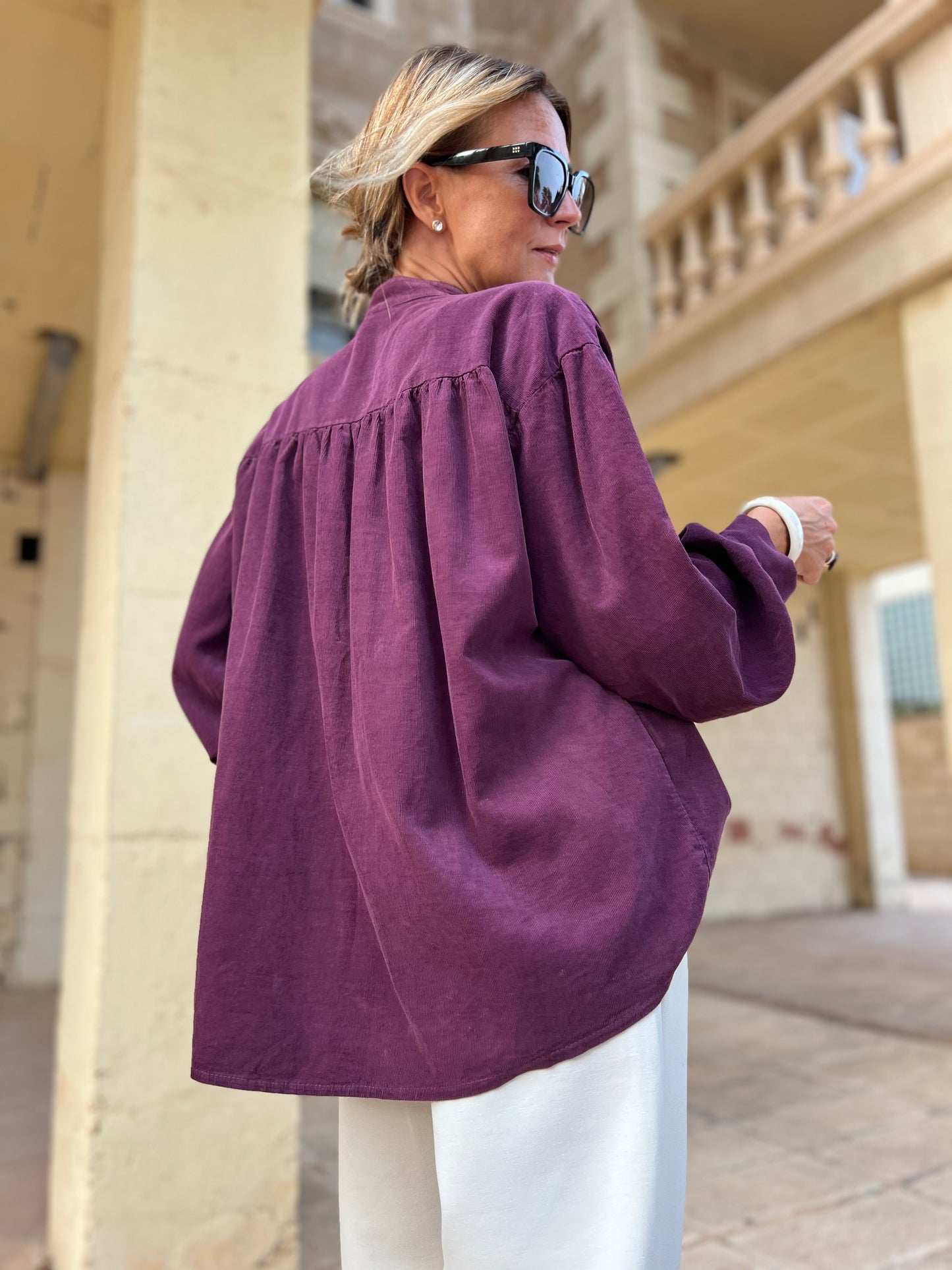 POMMELINE CORDUROY BLOUSE PRUME