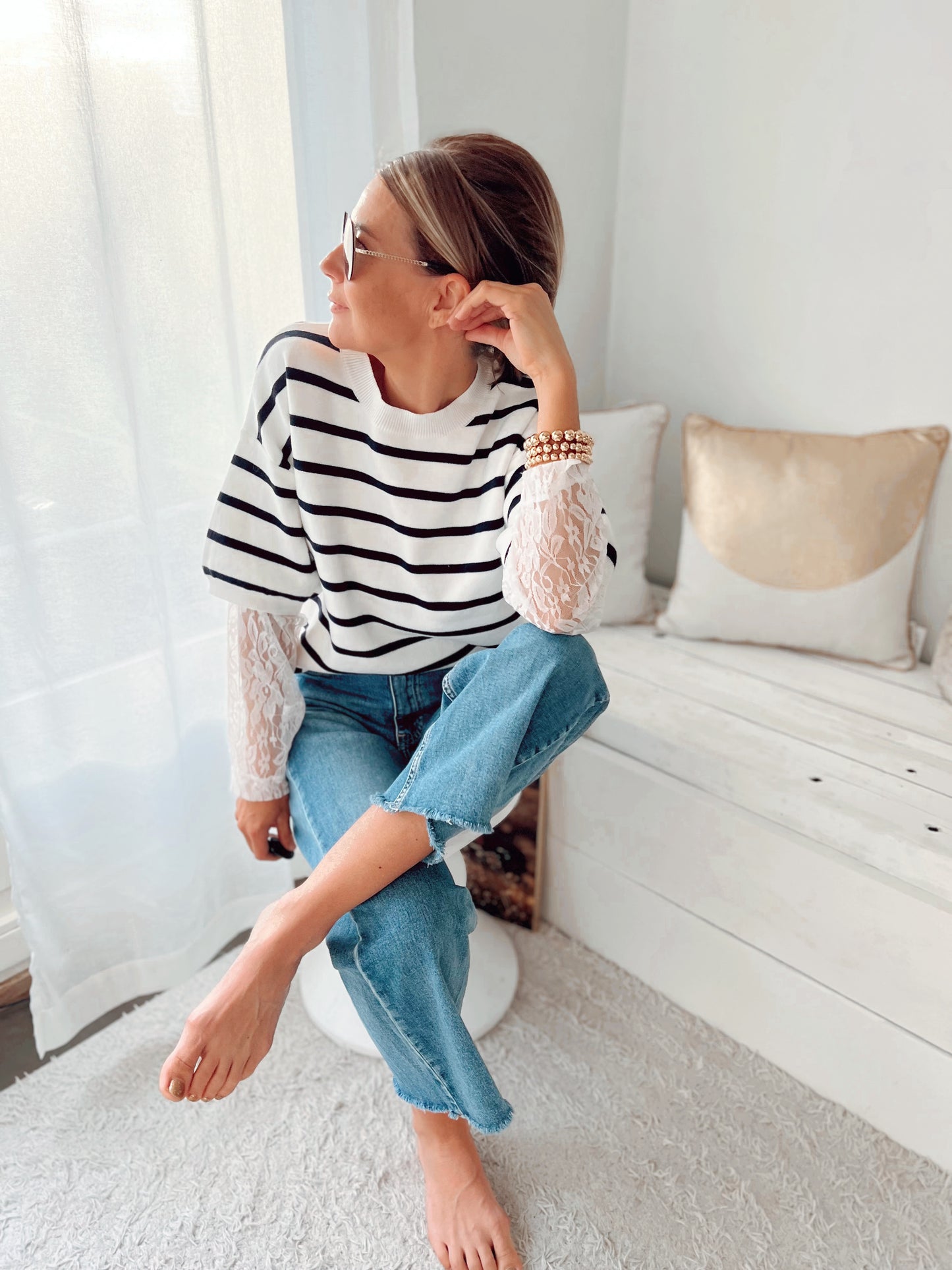 STRIPE LACE SHIRT