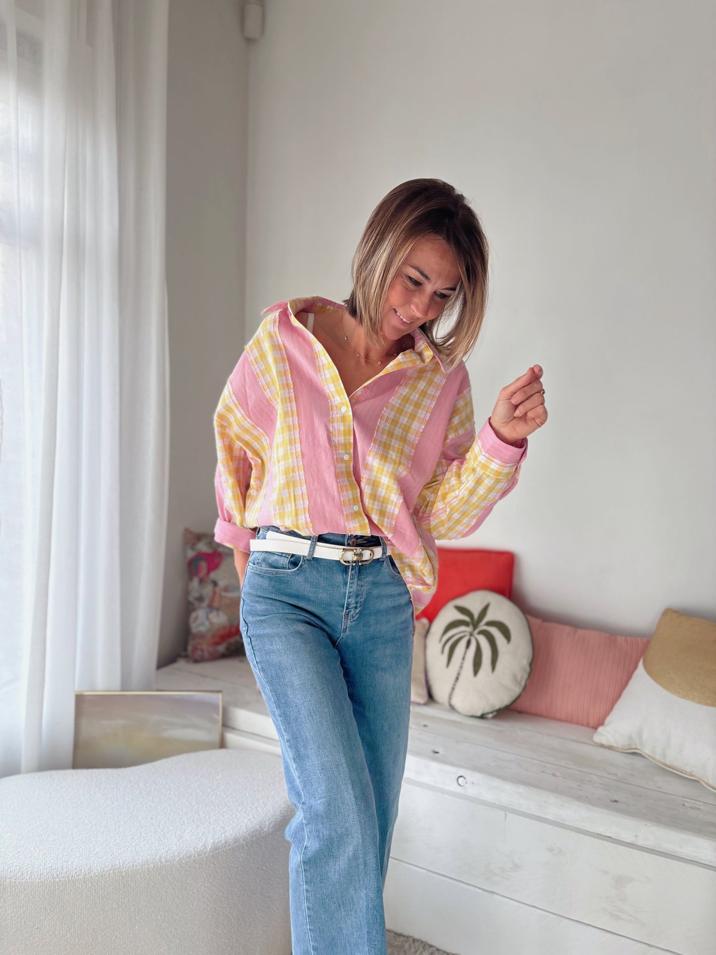 PINK & YELLOW BLOUSE