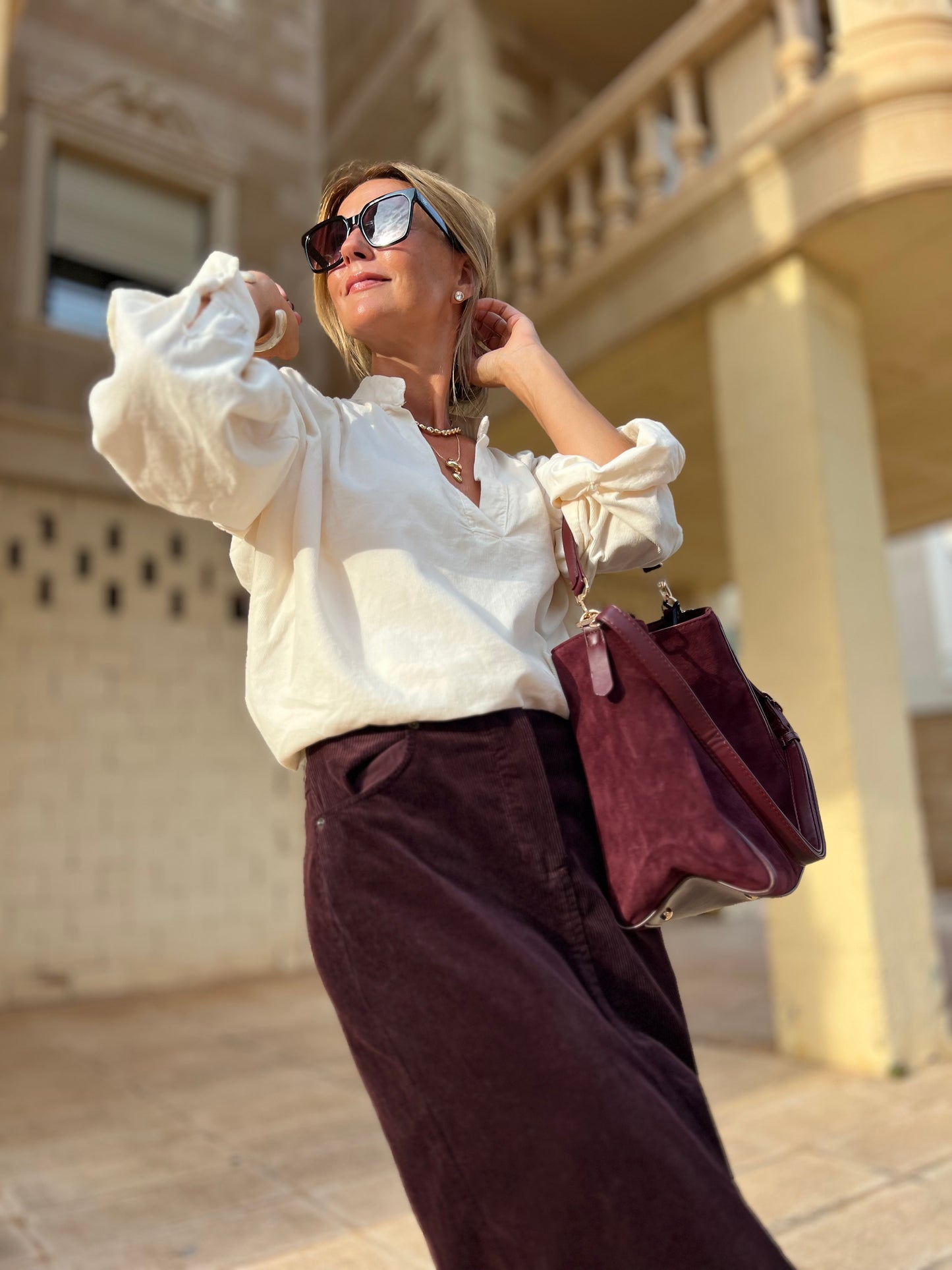 POMMELINE CORDUROY BLOUSE OFF WHITE