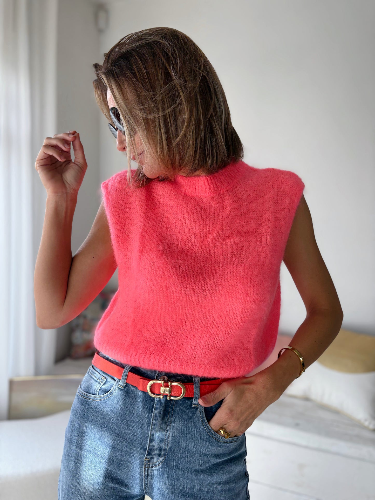 LEATHER BELT RED