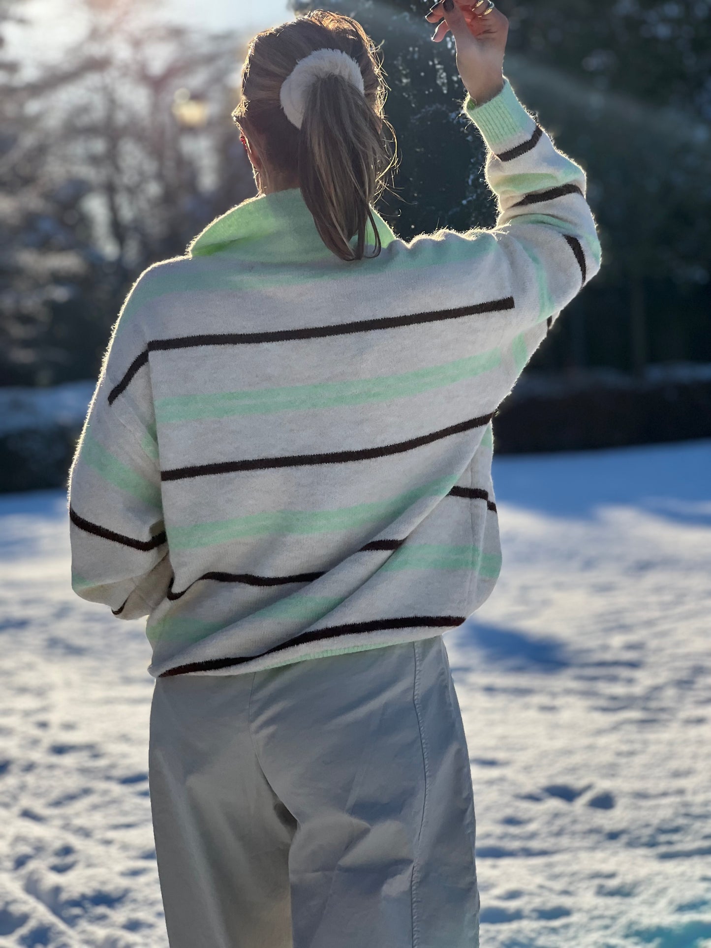 SALM KNITTED POLOSHIRT groen/beige