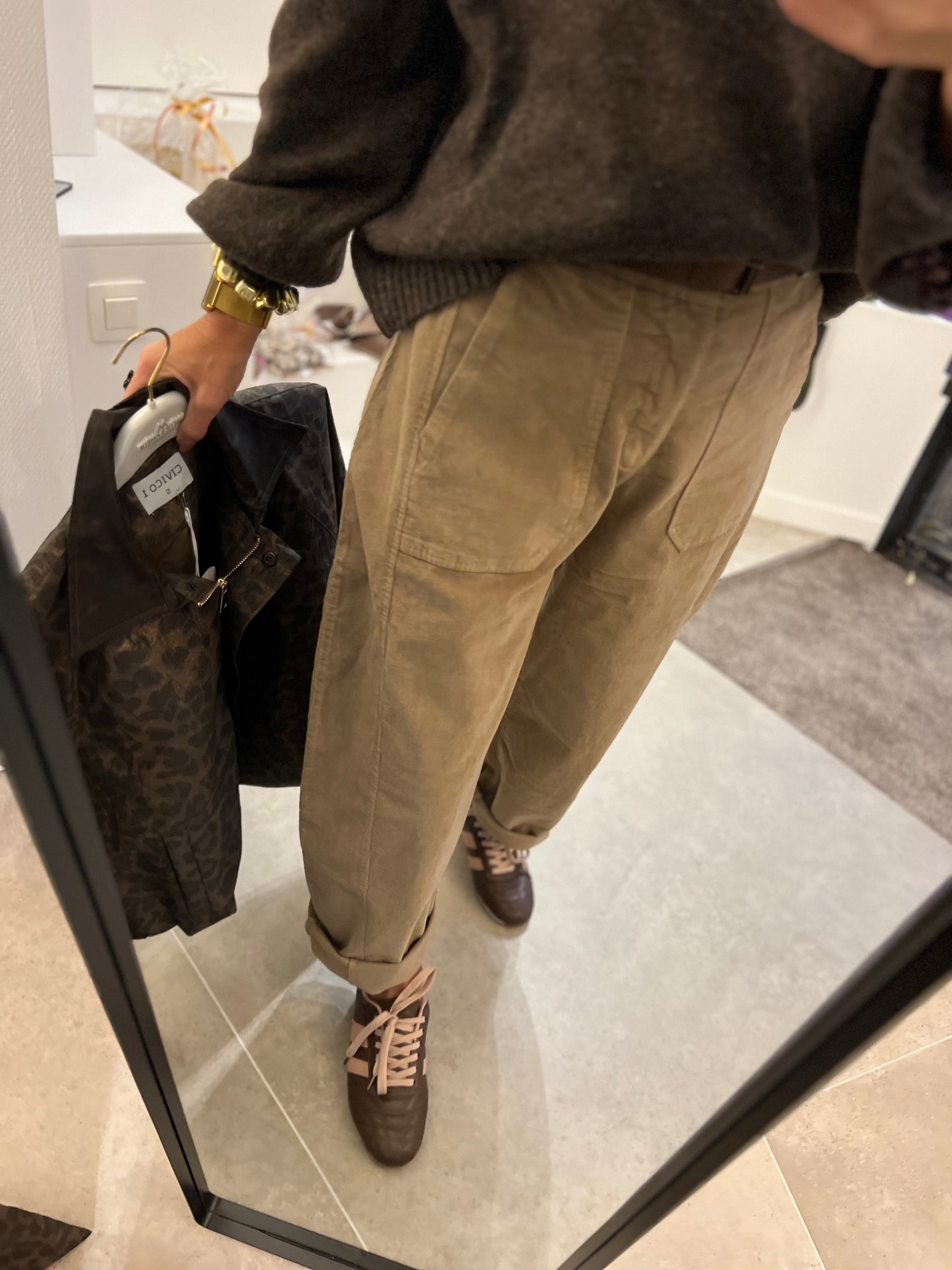 BARREL PANTS VELOURS CAMEL
