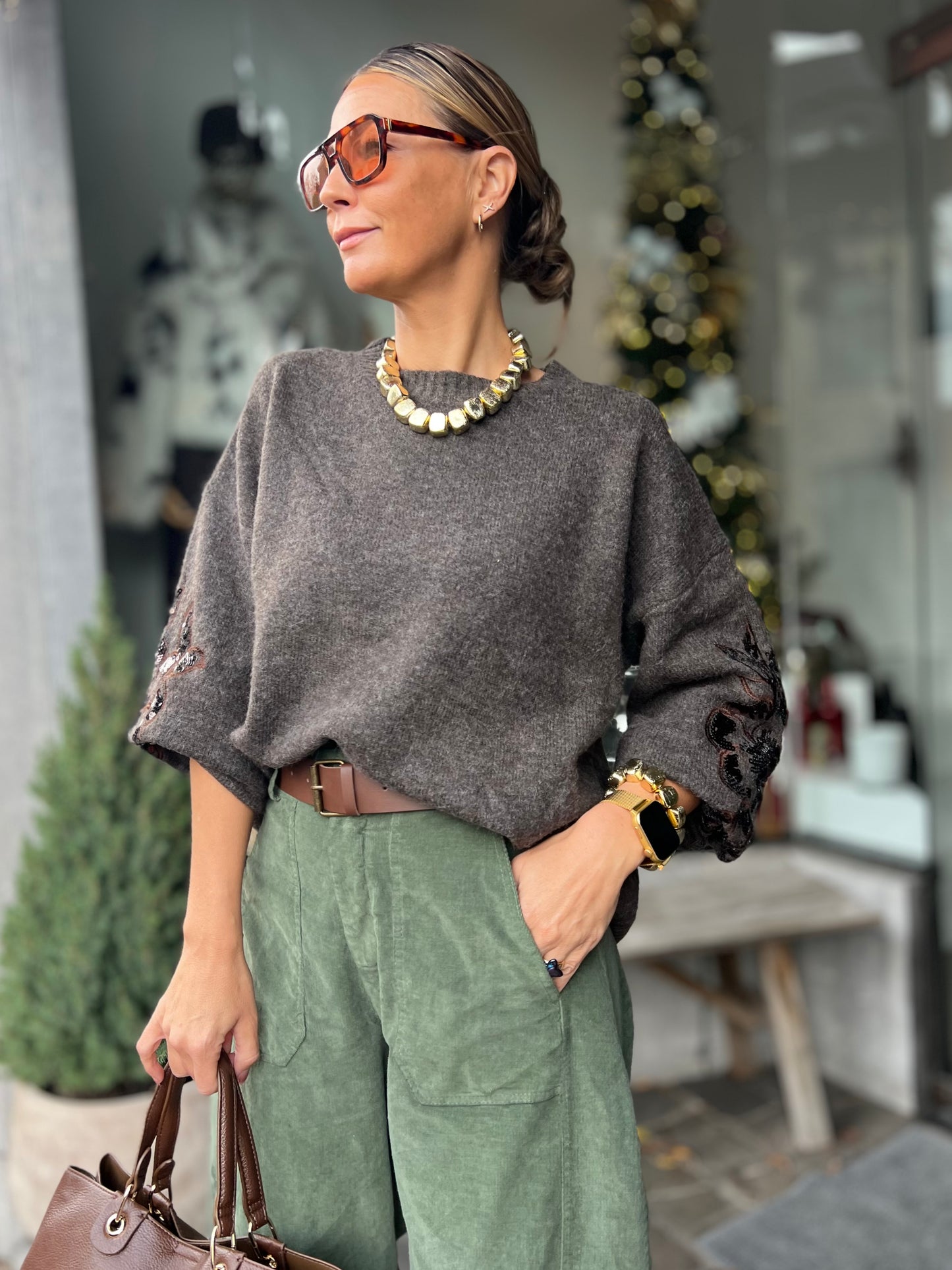 BARREL PANTS VELOURS WOODYGREEN