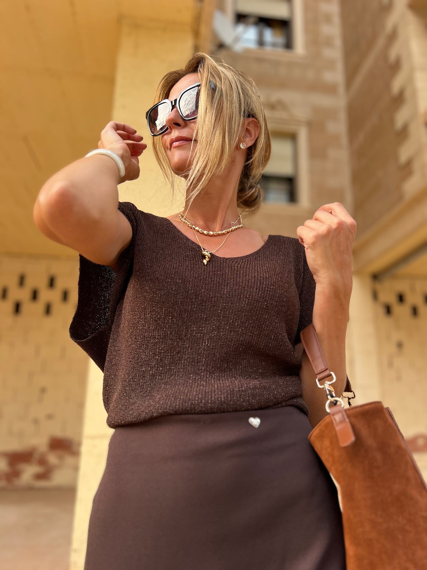 LUREX TOP BROWN