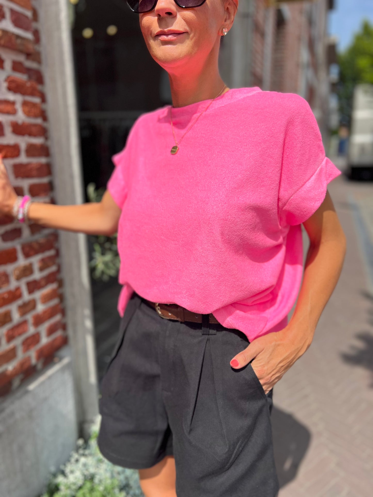 SPONGE TOP FLUO PINK
