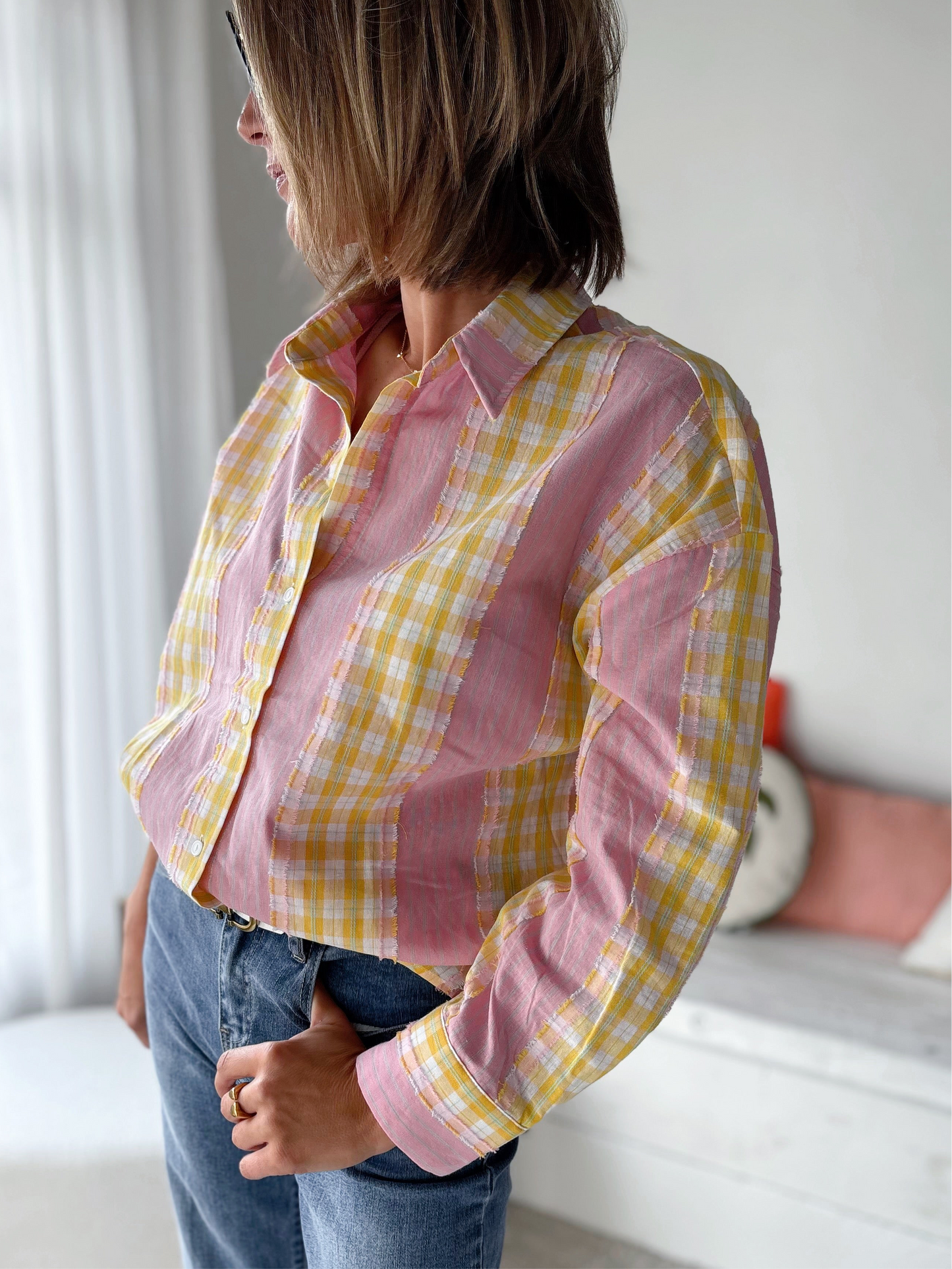 PINK & YELLOW BLOUSE