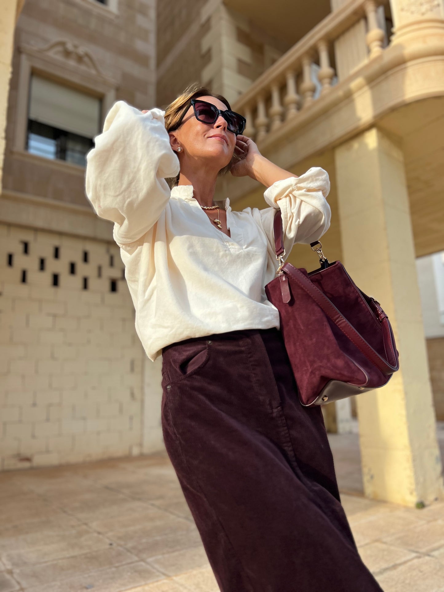POMMELINE CORDUROY BLOUSE OFF WHITE