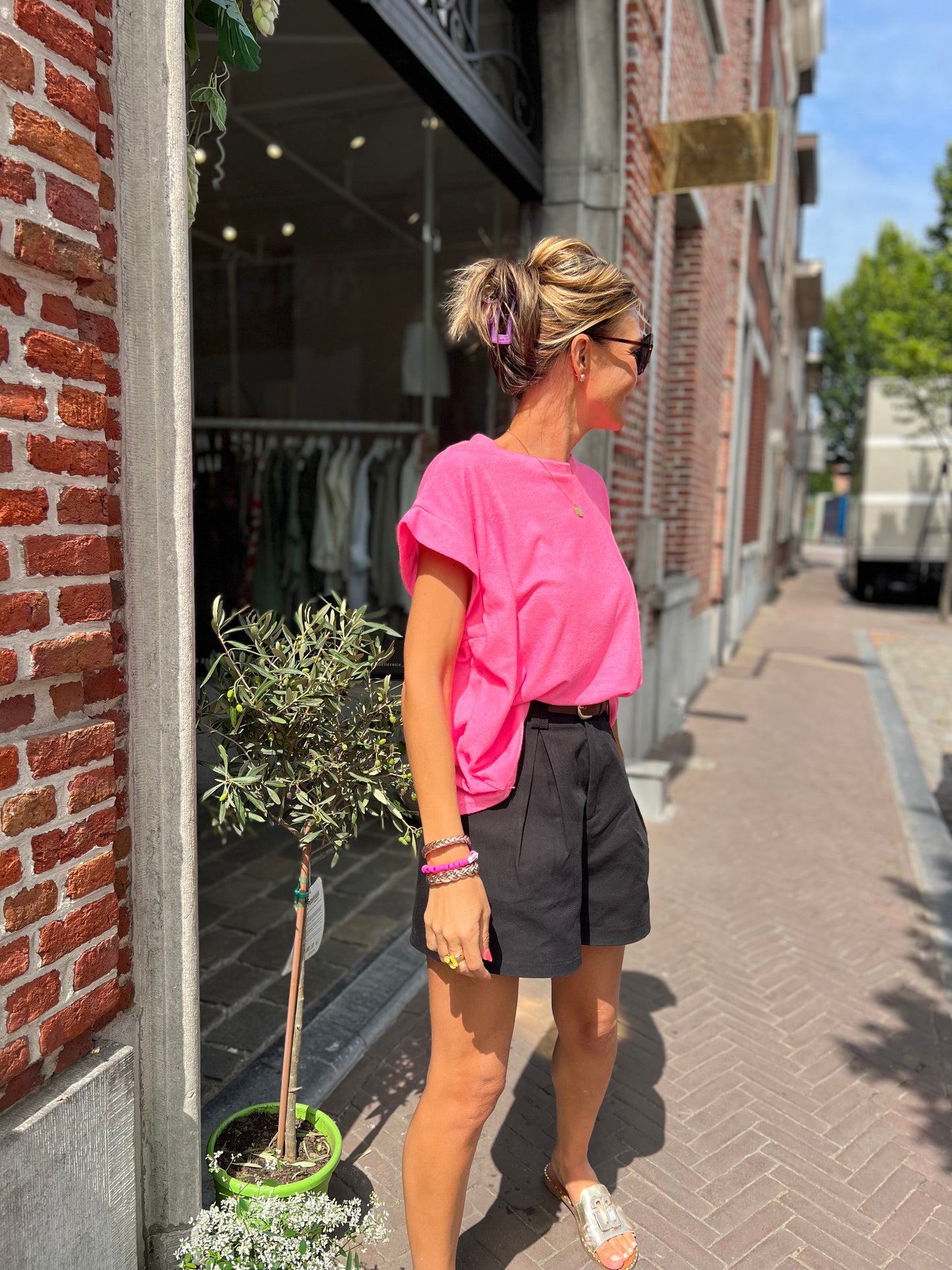SPONGE TOP FLUO PINK