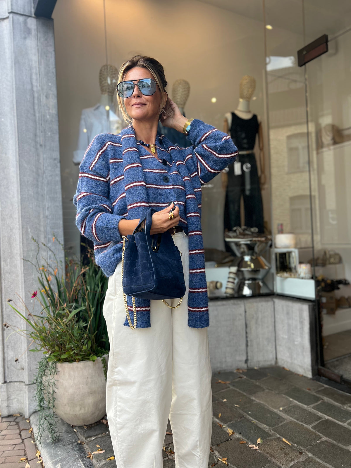 MALIA CARDIGAN & SCARF BLUE