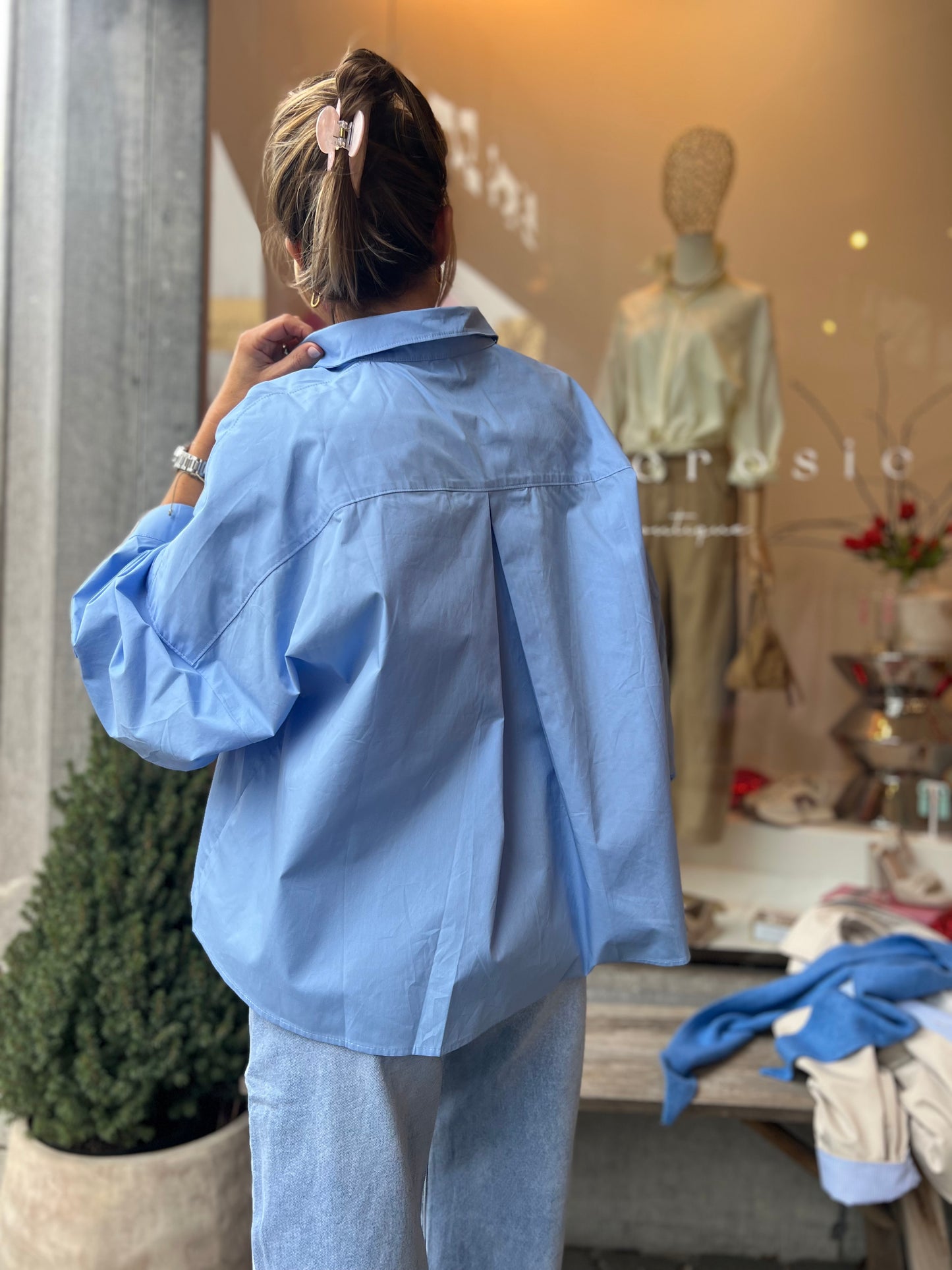 POPLIN BLOUSE SKYBLUE