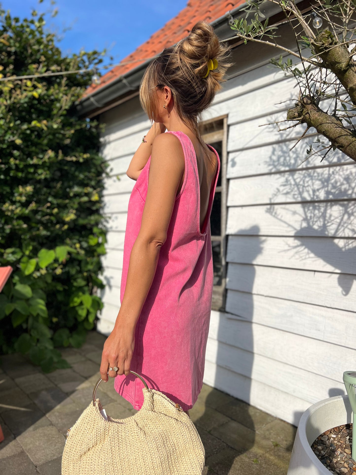 JESS DENIM DRESS PINK