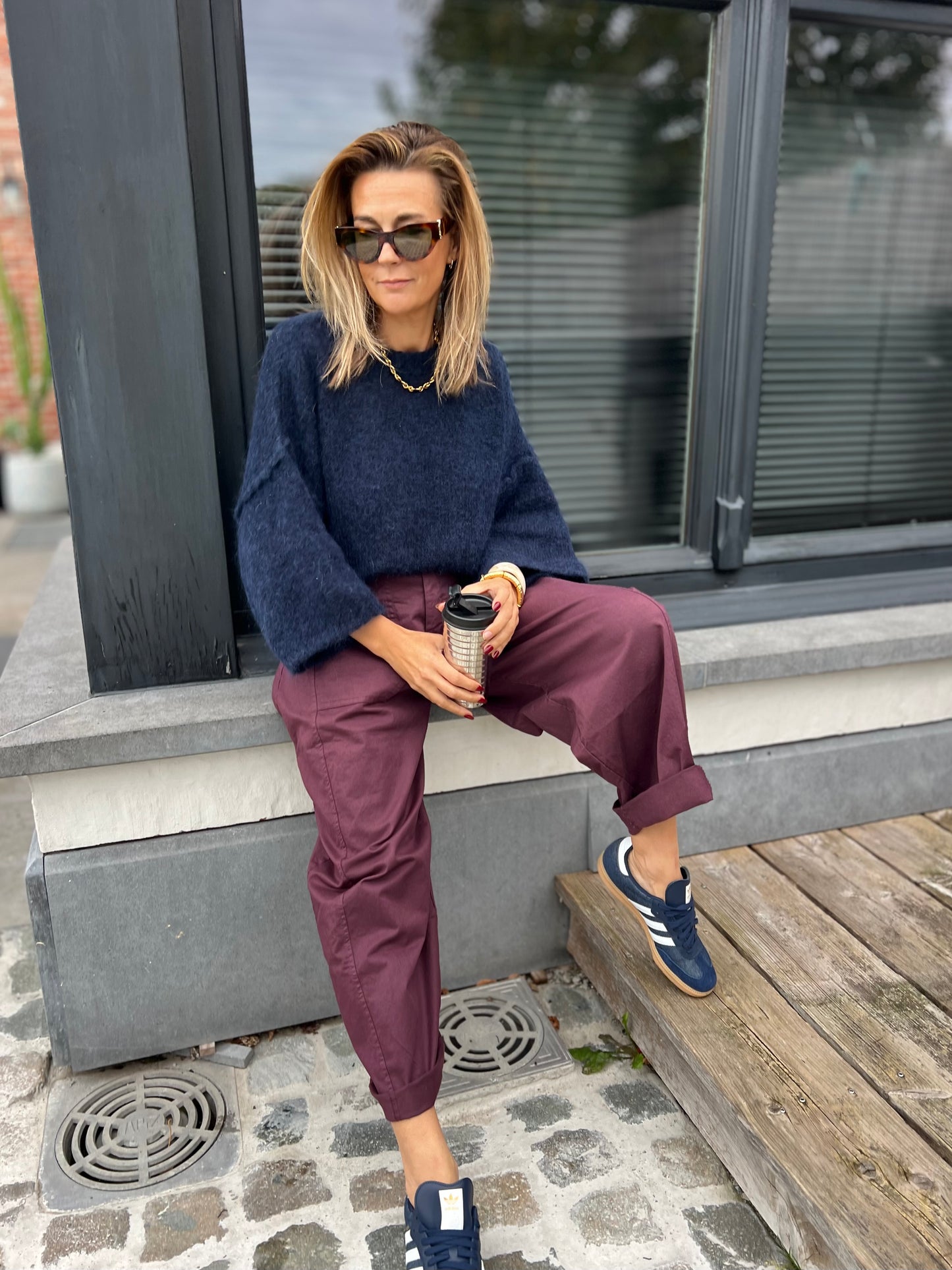 BARREL PANTS BURGUNDY