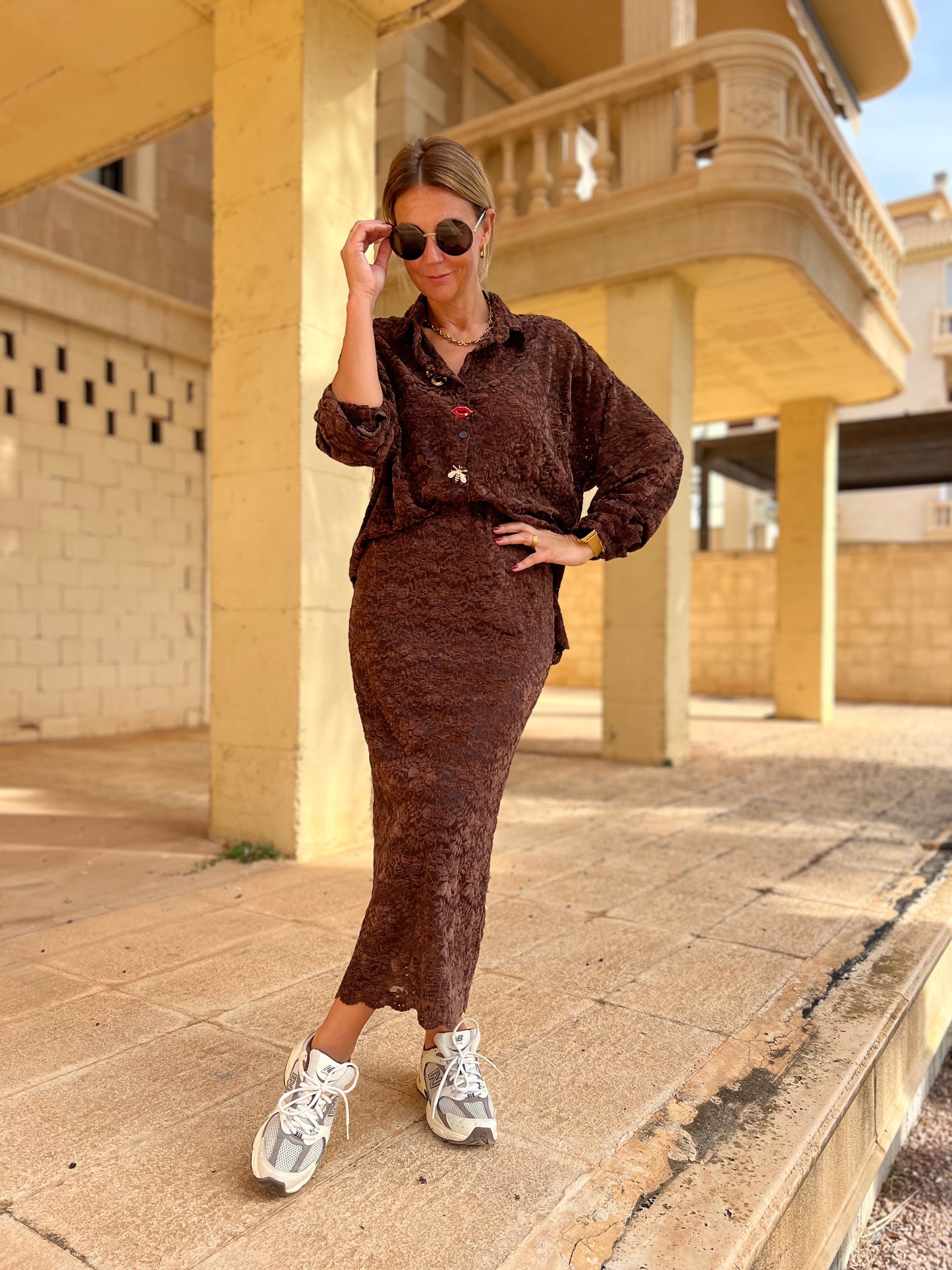 ESDA LACE BLOUSE CHOCOLAT