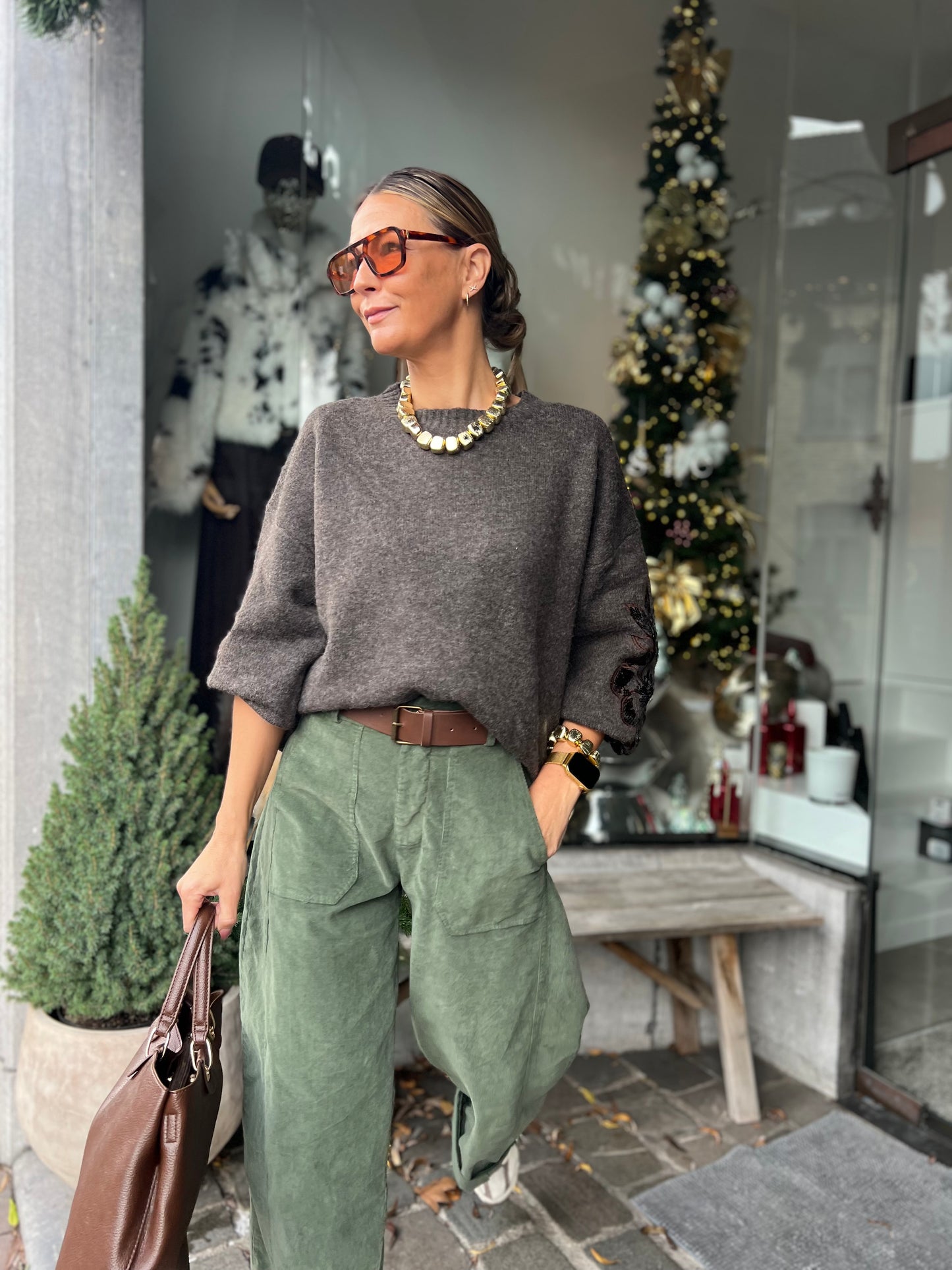 BARREL PANTS VELOURS WOODYGREEN