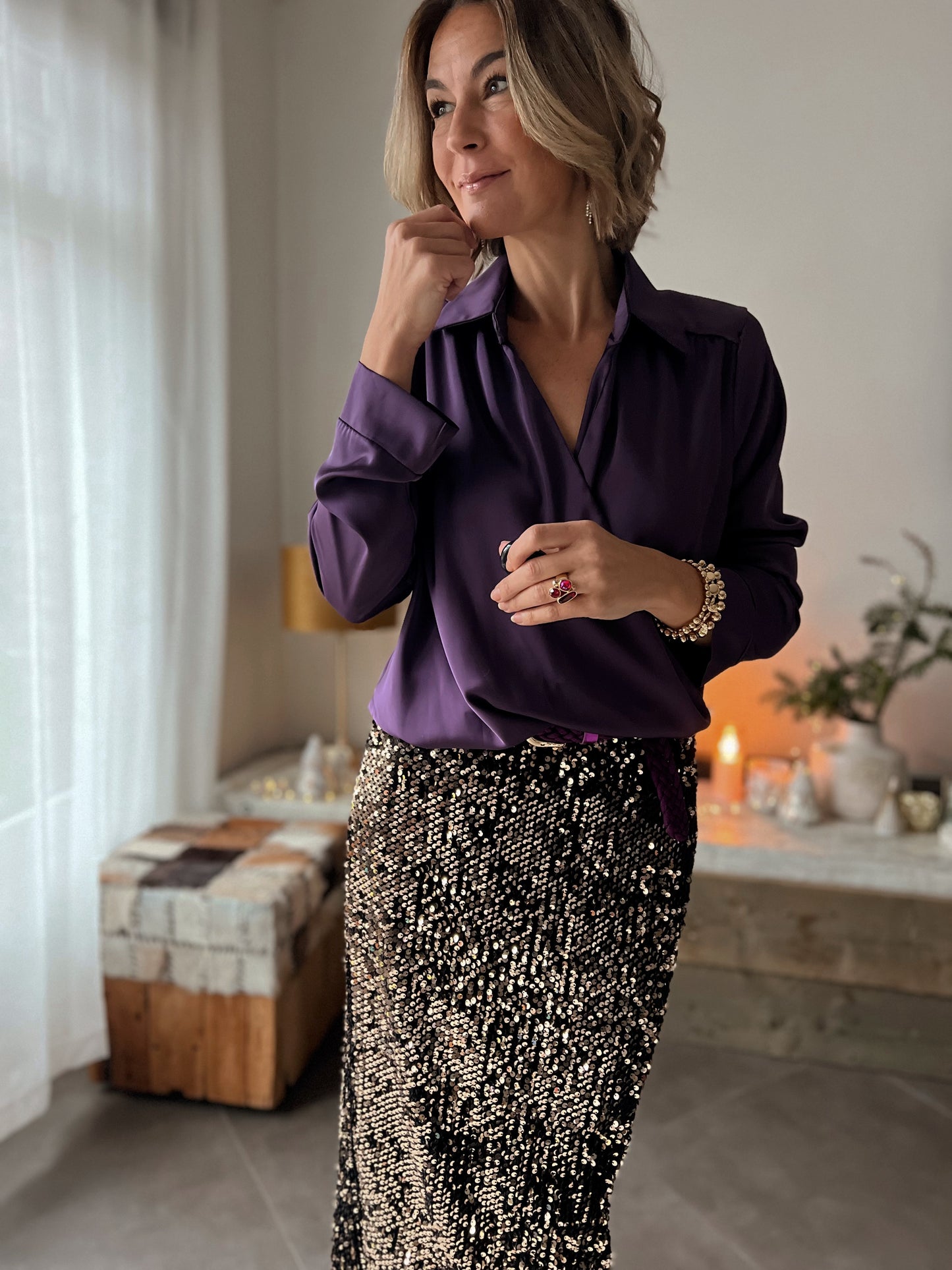 SATIN PURPLE BLOUSE