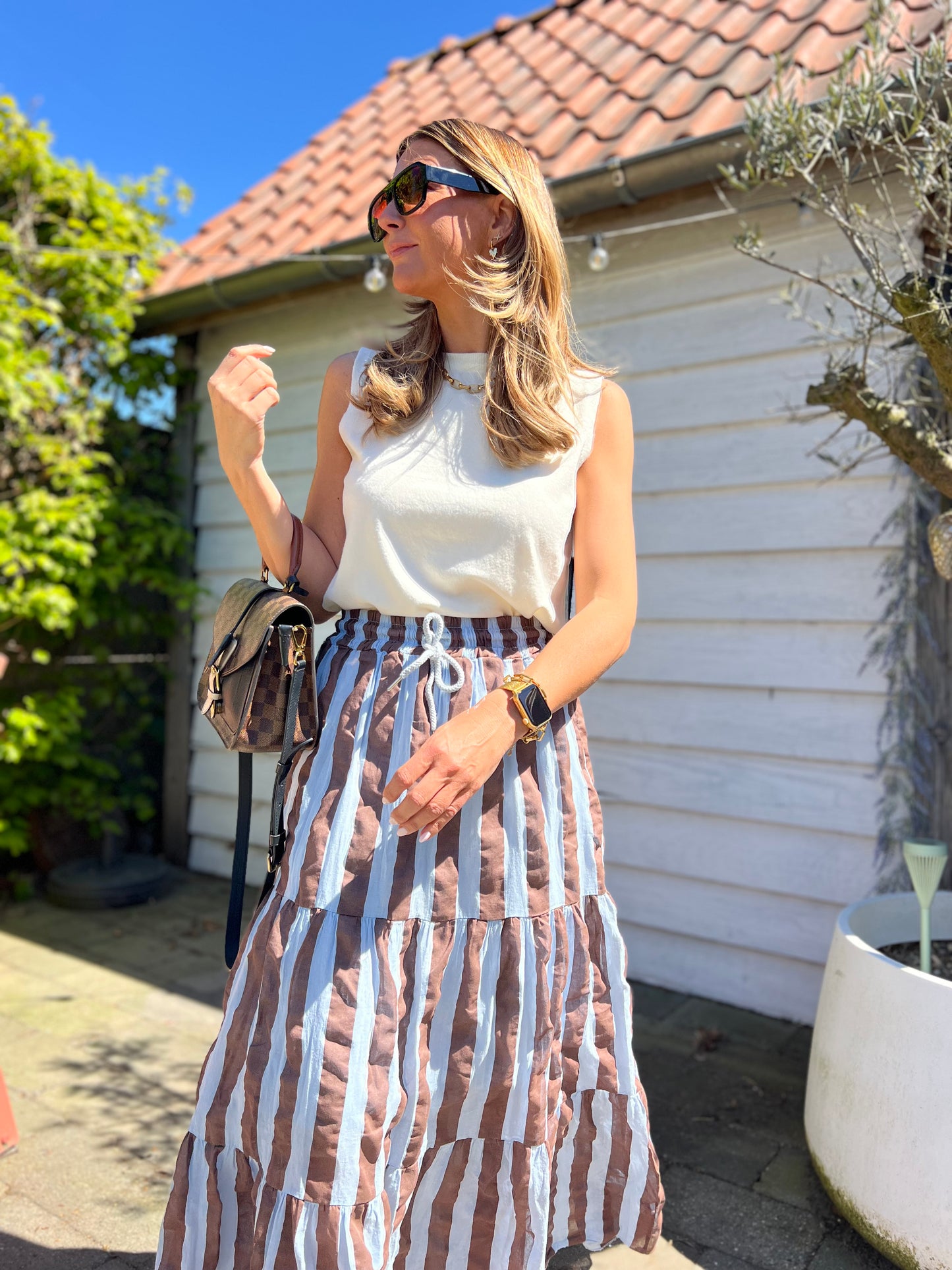 BALI BLUE AND BROWN SKIRT