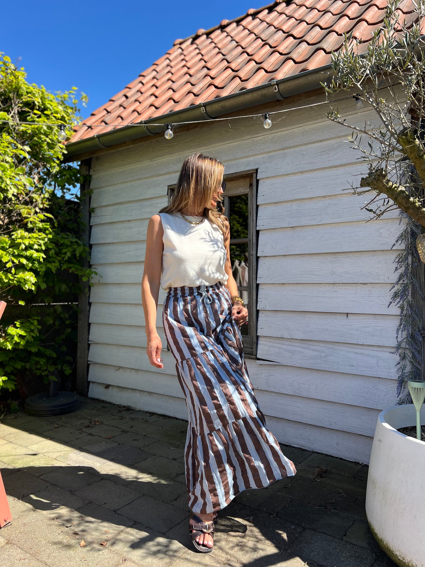 BALI BLUE AND BROWN SKIRT