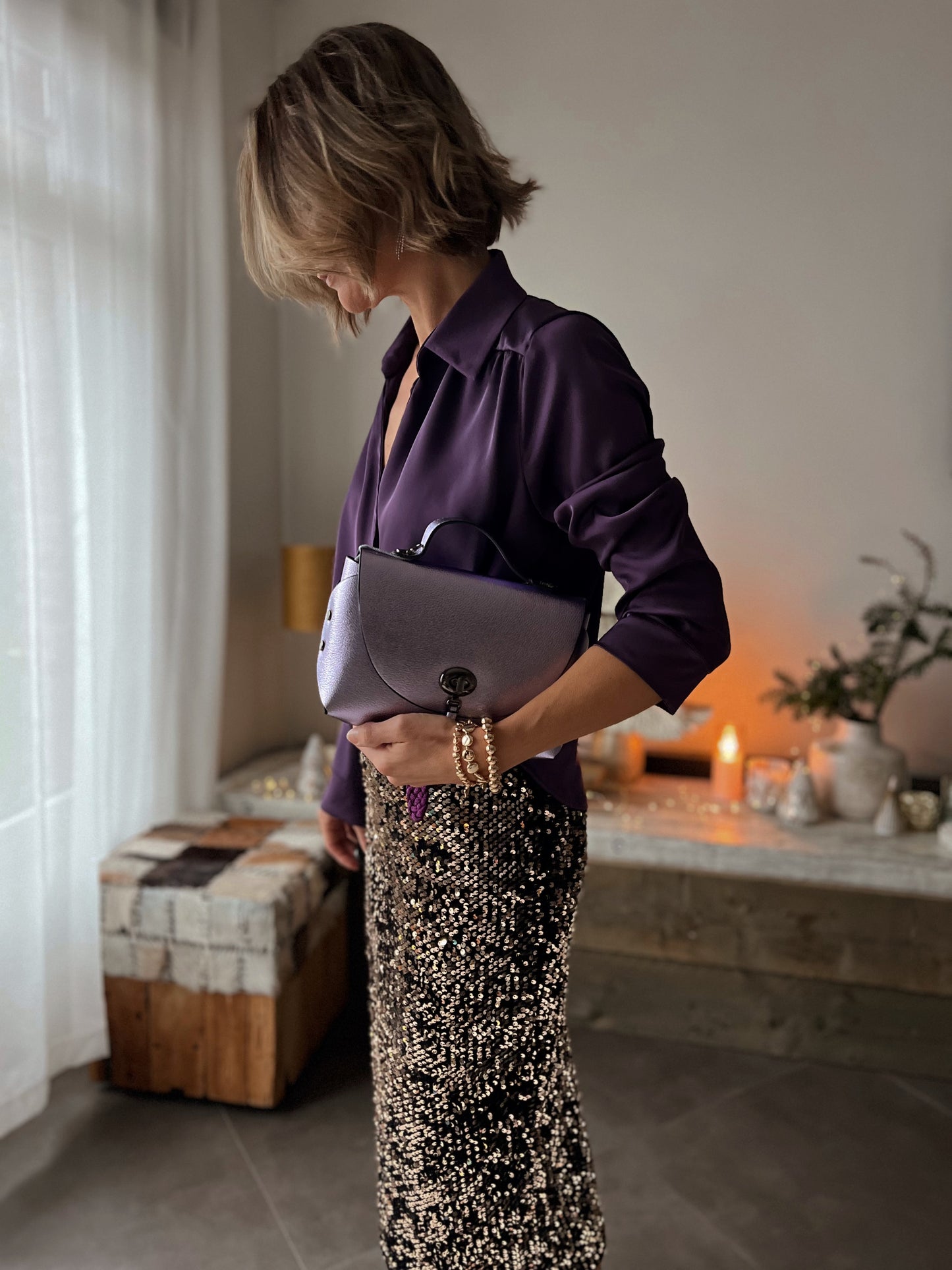 SATIN PURPLE BLOUSE