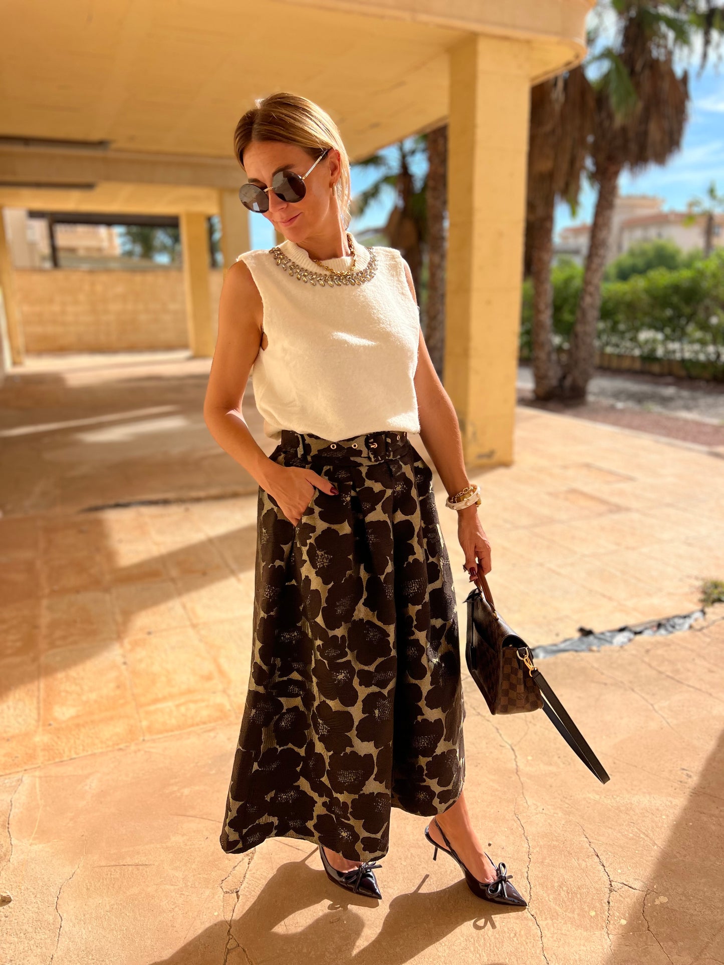 FLORAL JACQUARD MIDI SKIRT