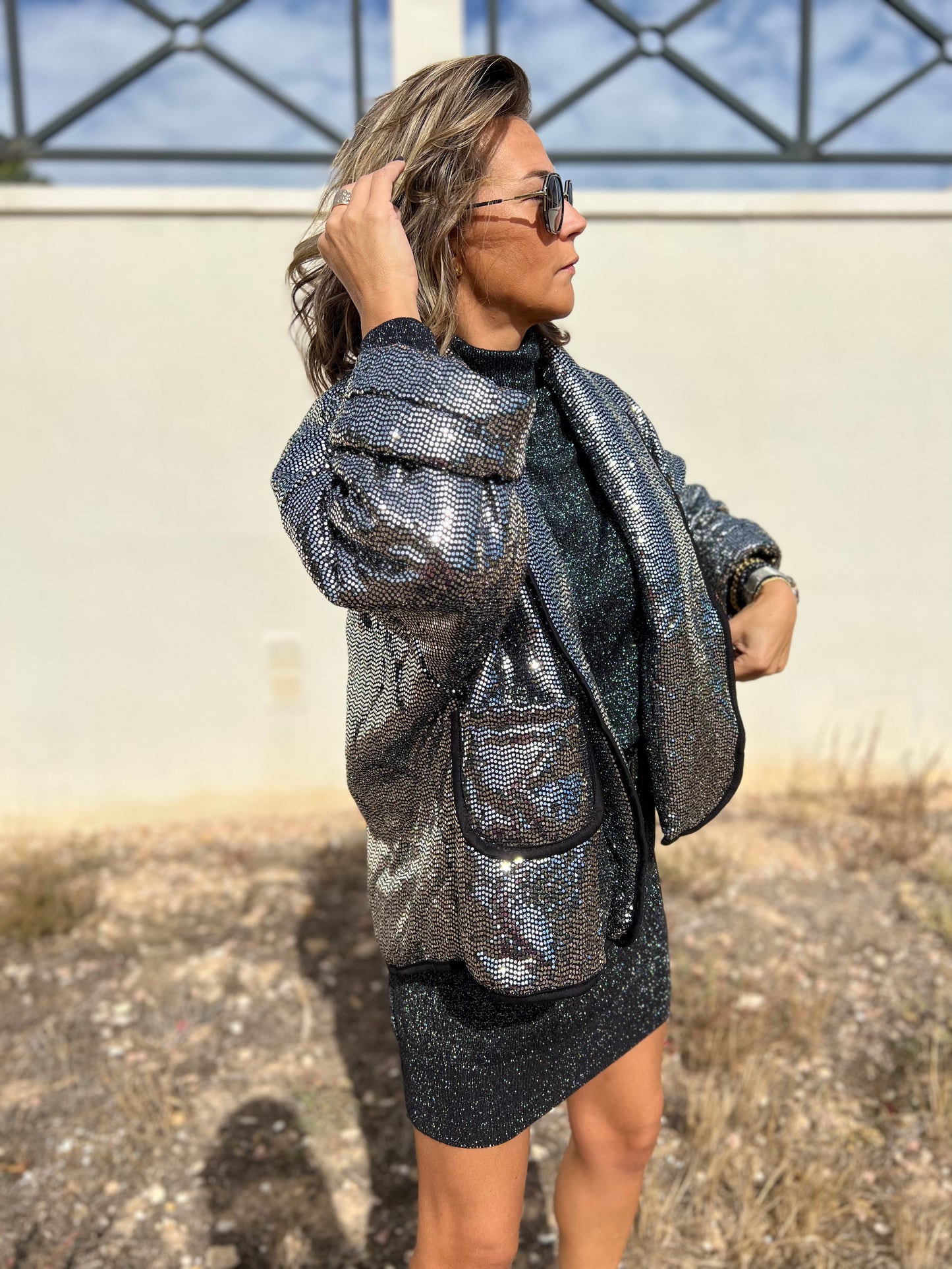 SPARKLE QUILTED JACKET BLACK EDITION
