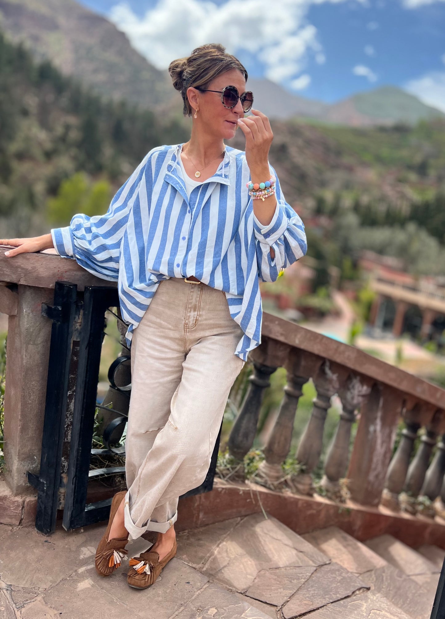 FÉZ RUFFLE BACK BLOUSE