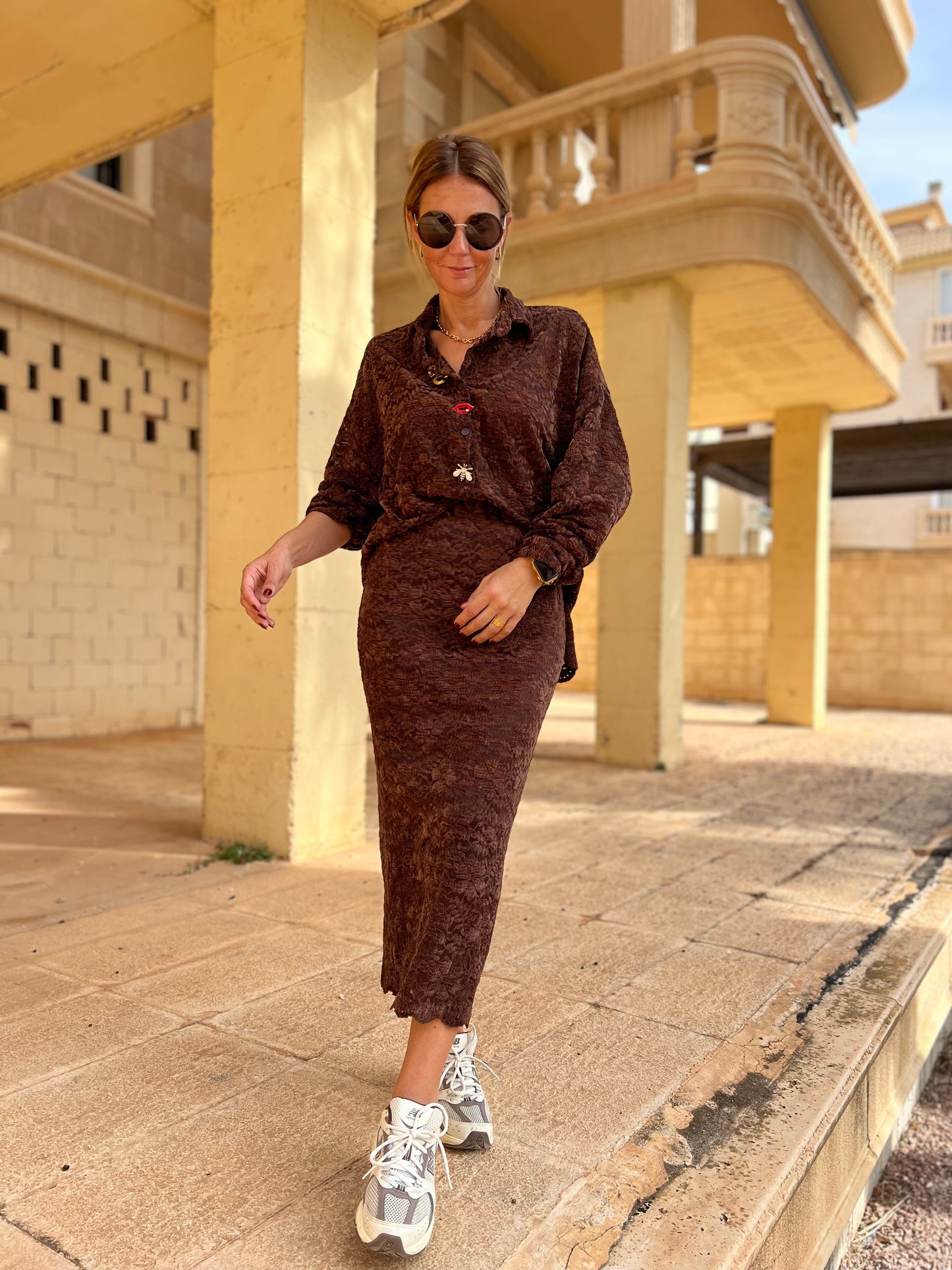 ESDA LACE BLOUSE CHOCOLAT