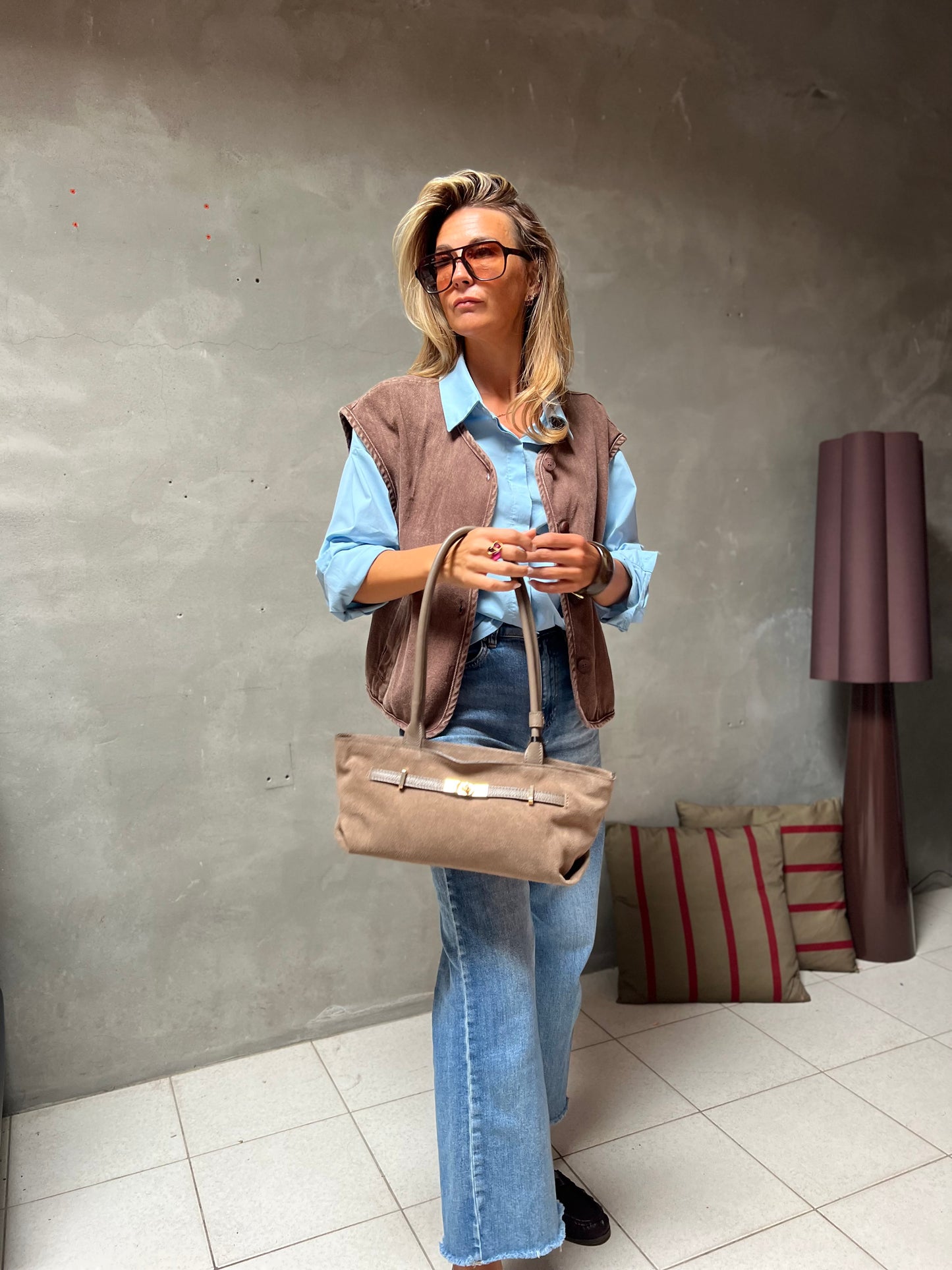 GILET BROWN WASHED