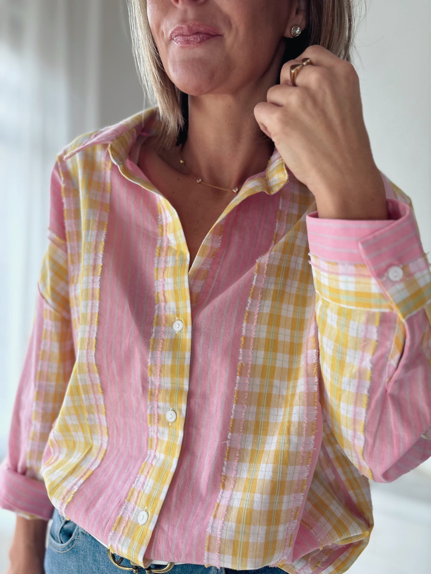 PINK & YELLOW BLOUSE