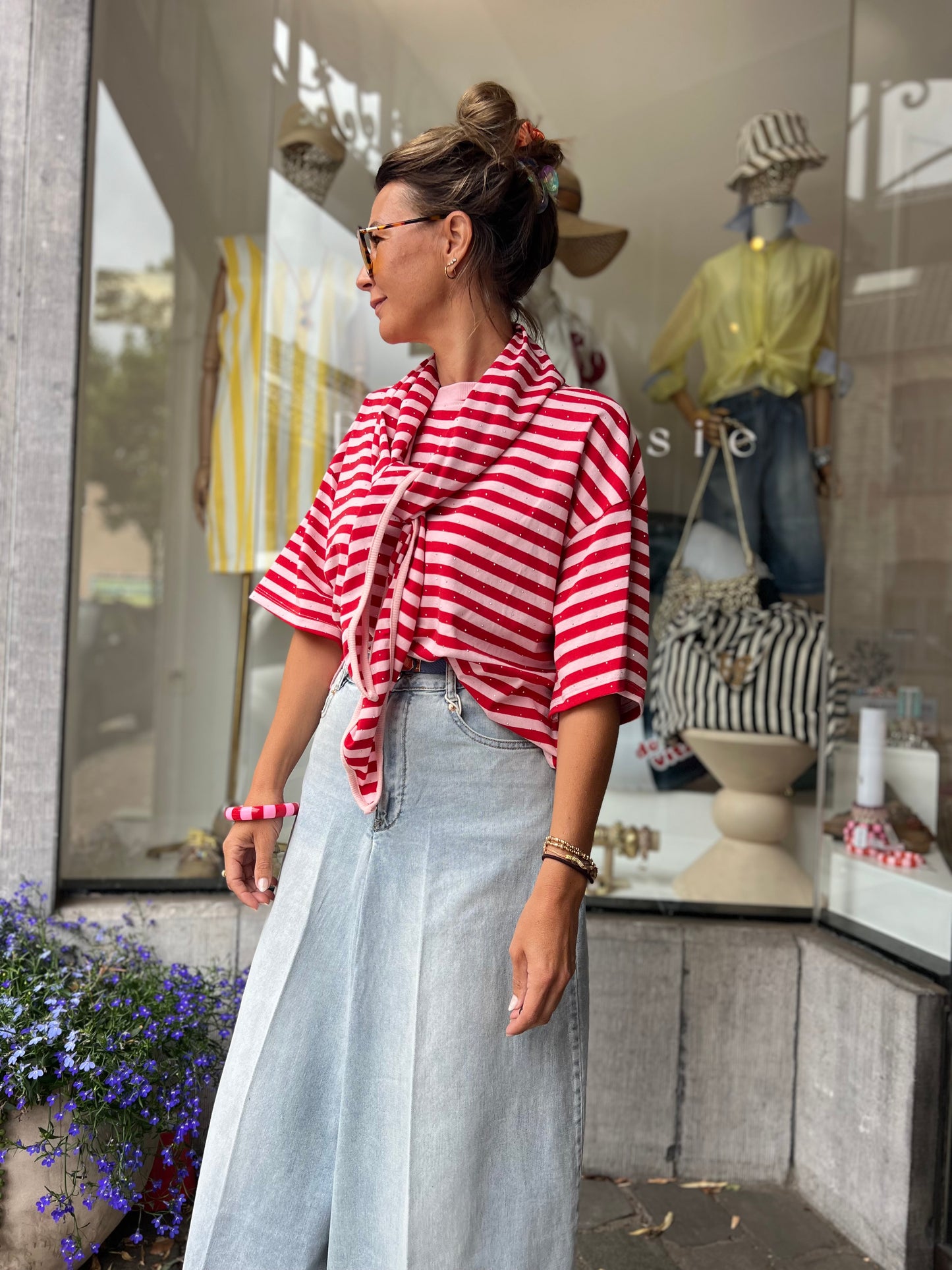 CANDY STRIPE SCARF PINK/RED
