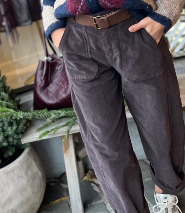 BARREL PANTS VELOURS CHOCO new
