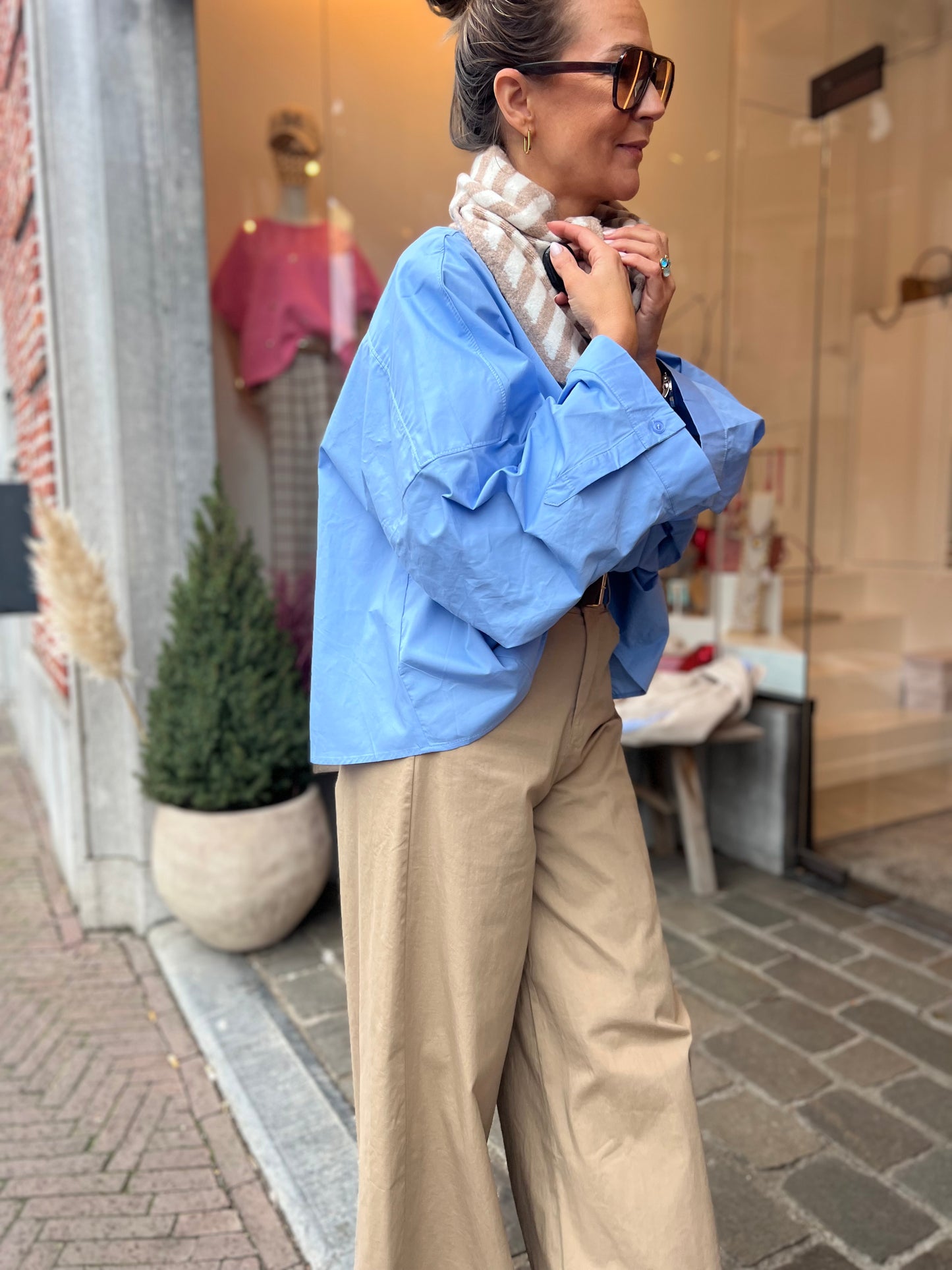 POPLIN BLOUSE SKYBLUE