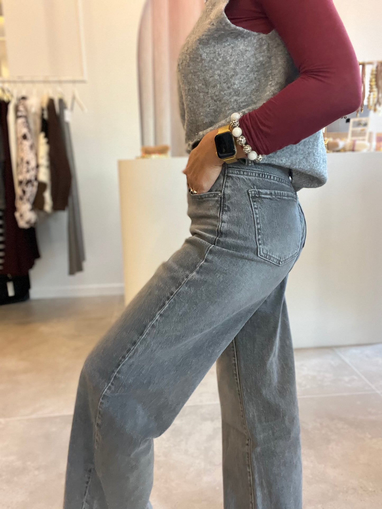 LITTZ GREY WASHED JEANS