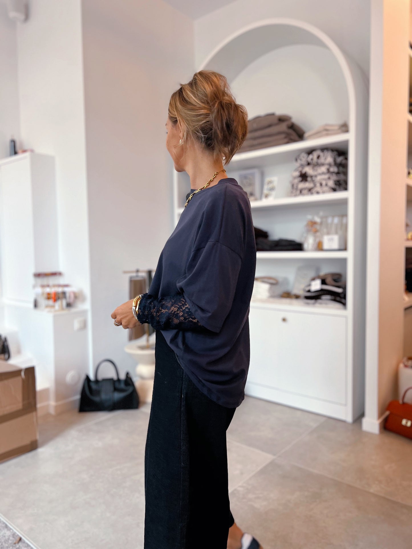 LACE LAYER TEE MARINE