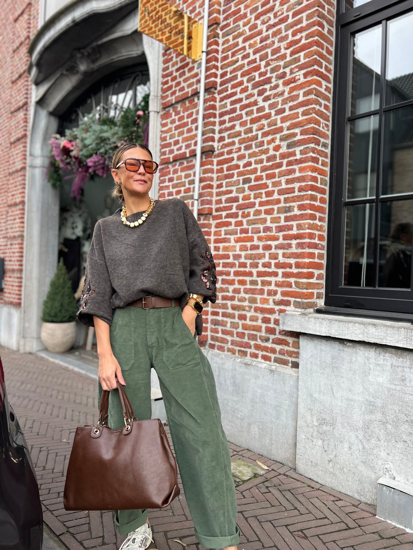 BARREL PANTS VELOURS WOODYGREEN