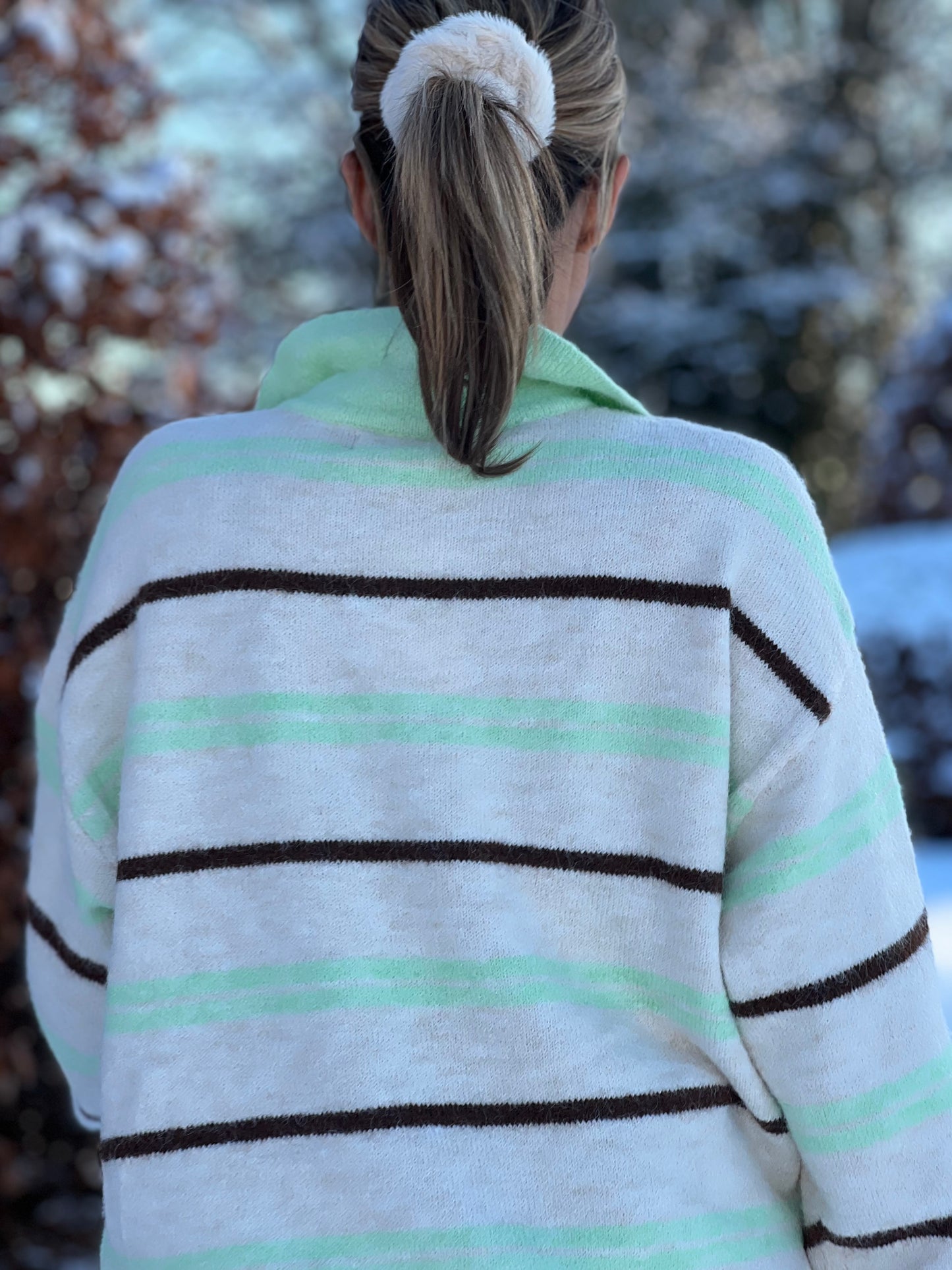 SALM KNITTED POLOSHIRT groen/beige