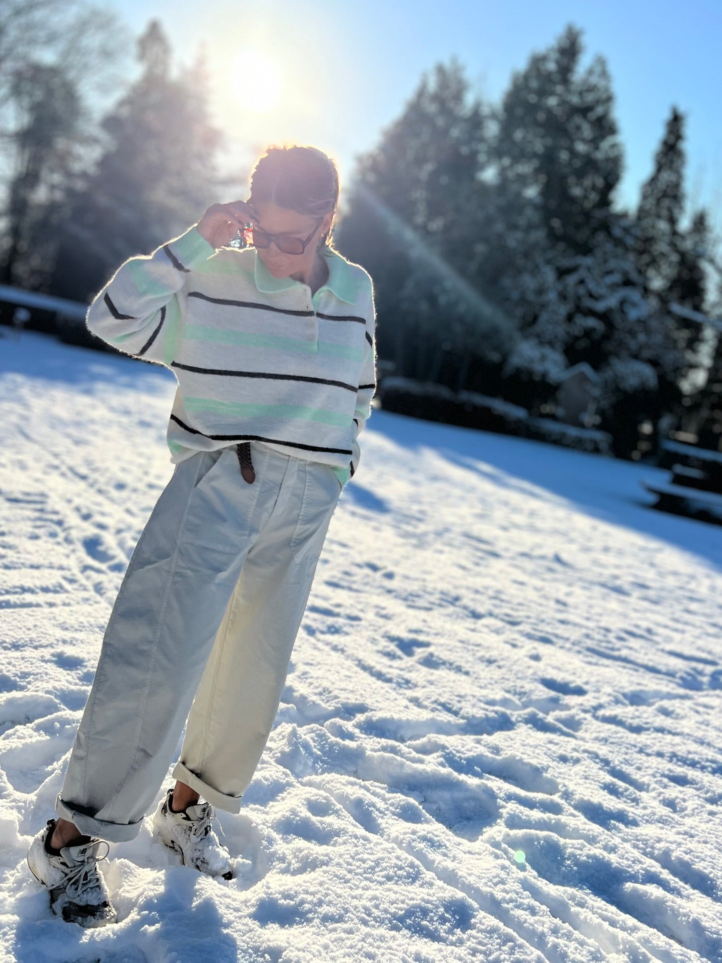 SALM KNITTED POLOSHIRT groen/beige