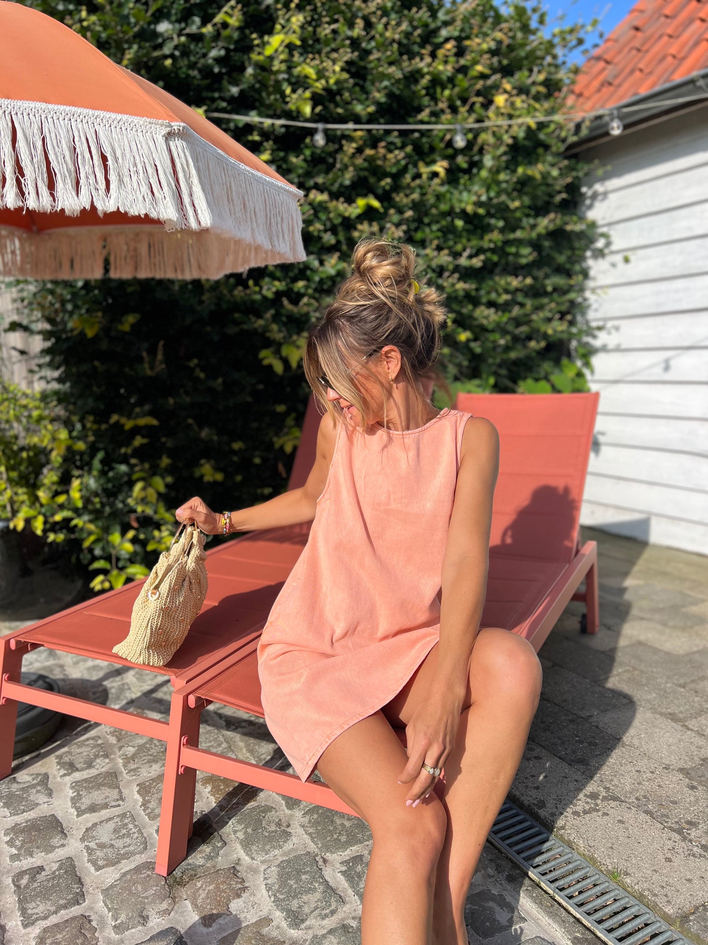 JESS DENIM DRESS PEACH