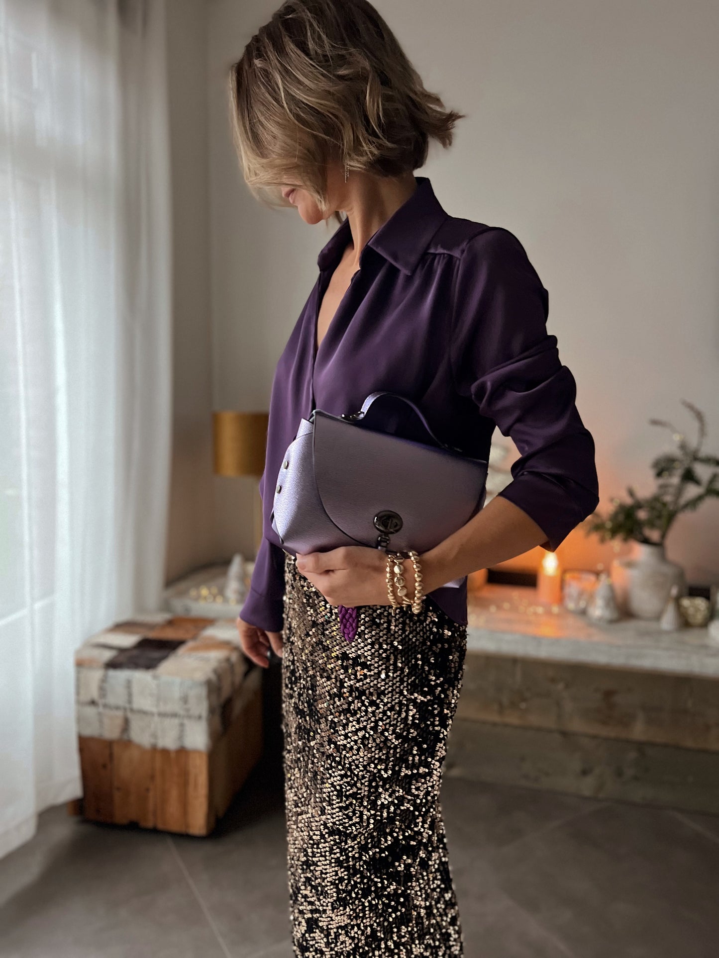 SATIN PURPLE BLOUSE