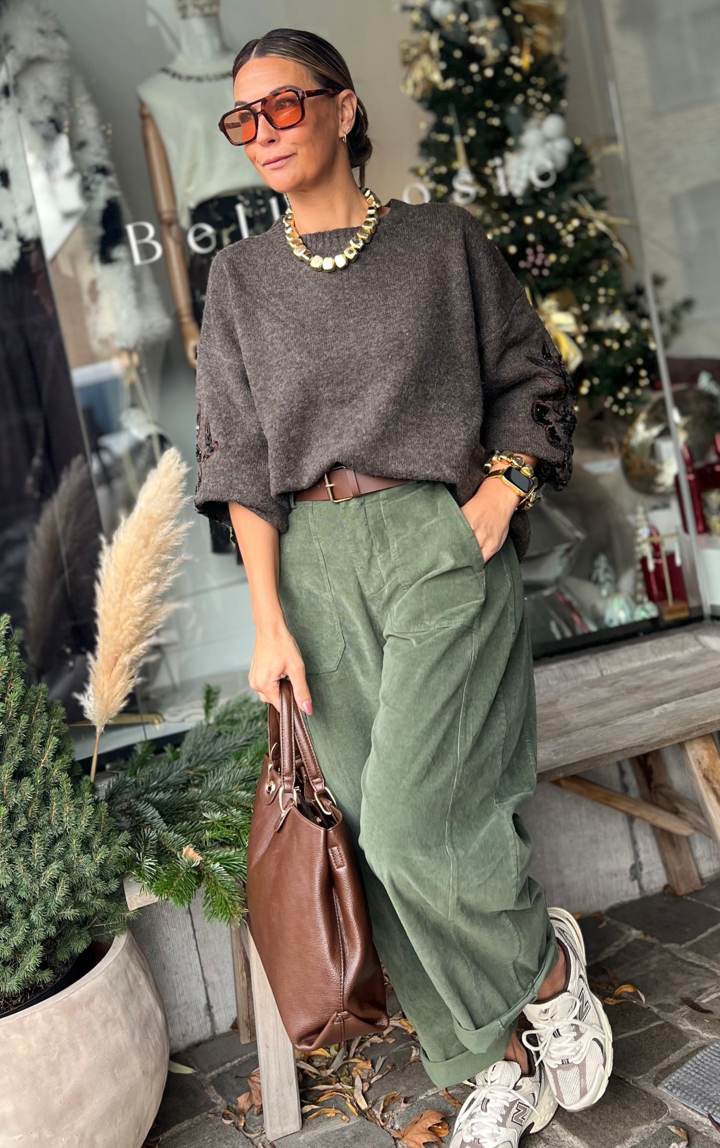 BARREL PANTS VELOURS WOODYGREEN