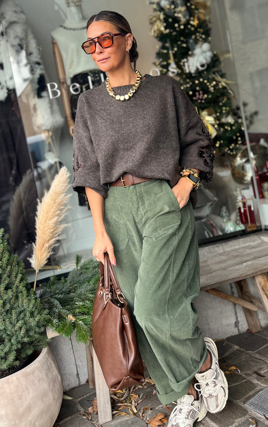 BARREL PANTS VELOURS WOODYGREEN