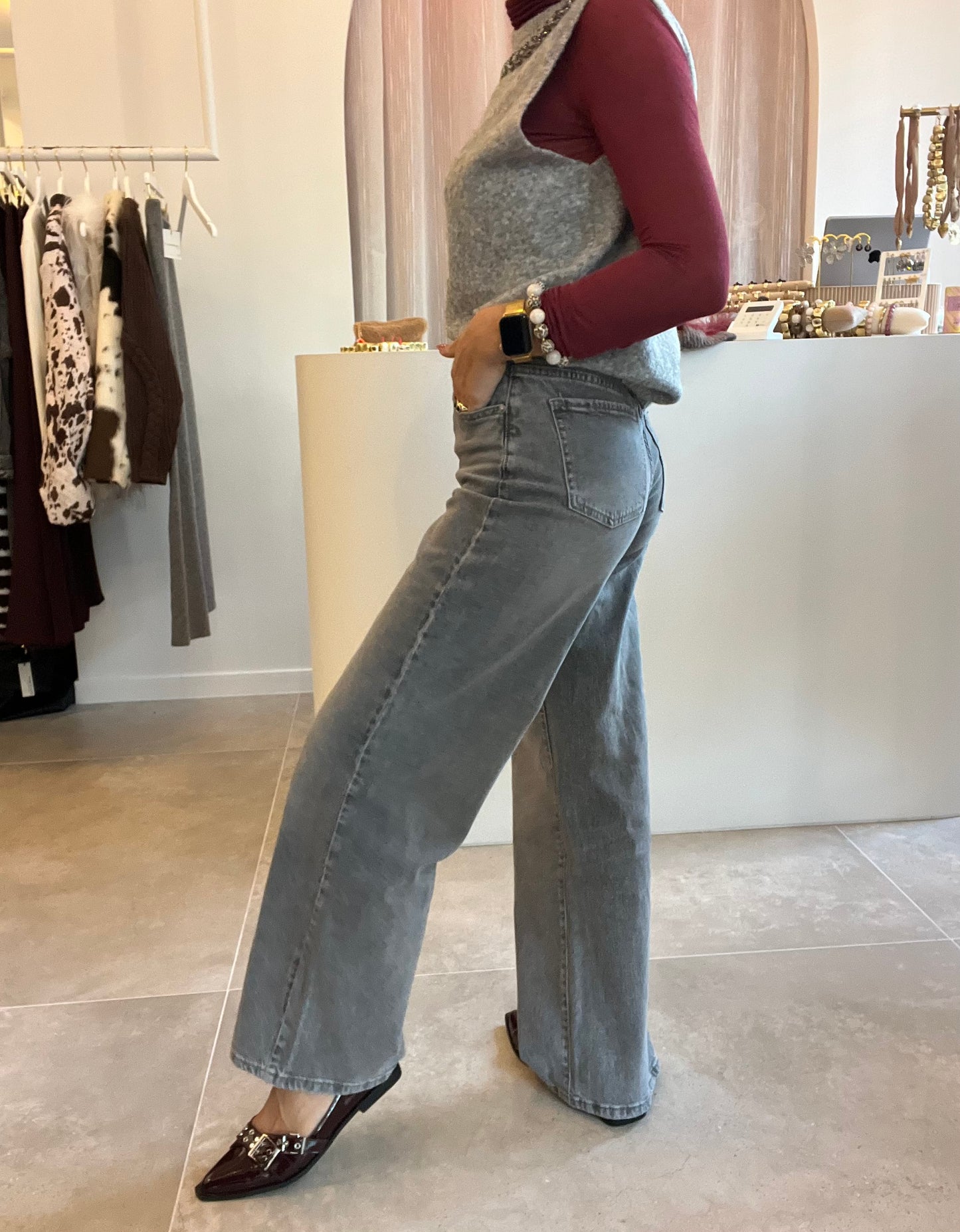 LITTZ GREY WASHED JEANS