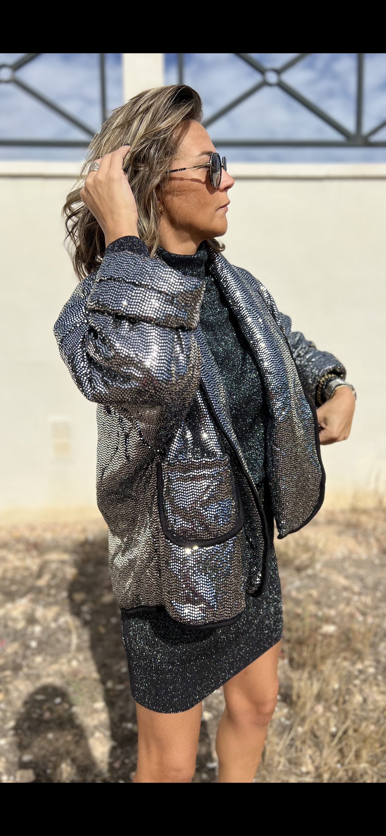 SPARKLE QUILTED JACKET BLACK EDITION