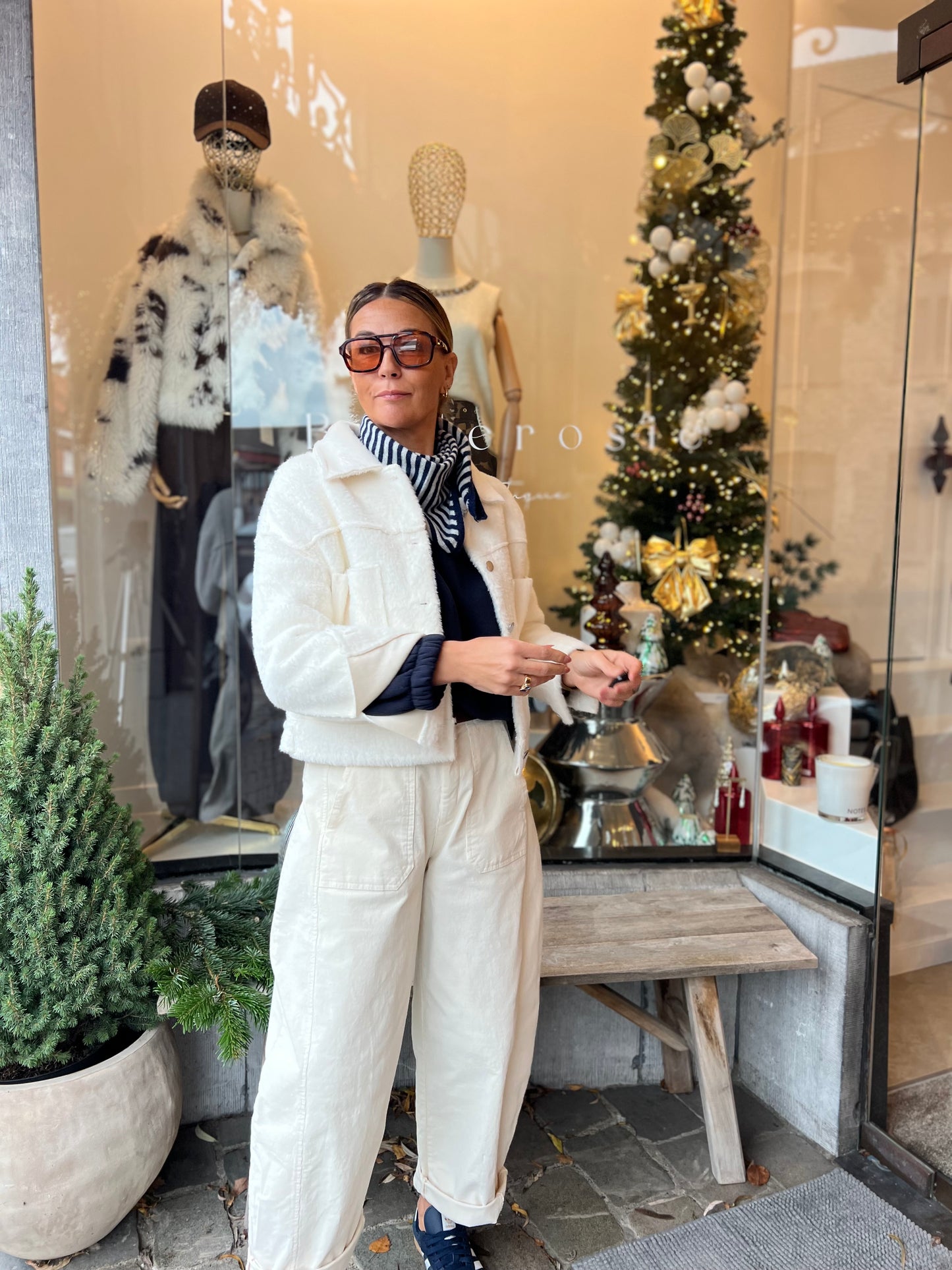 BARREL PANTS VELOURS WHITE