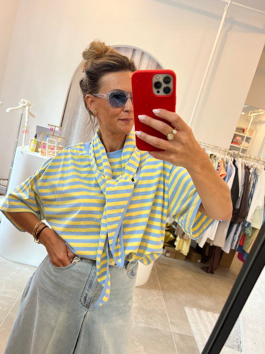 CANDY STRIPE SCARF SHIRT YELLOW/BLUE