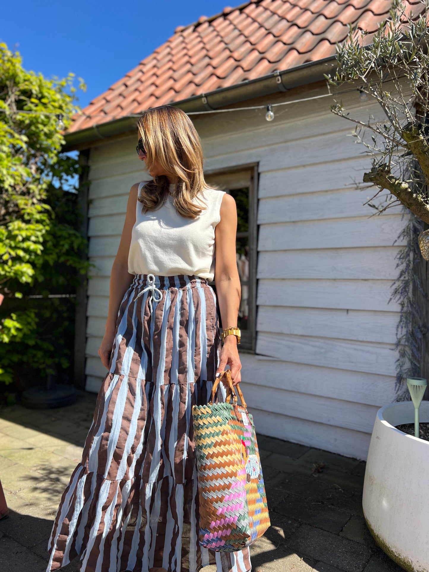 BALI BLUE AND BROWN SKIRT