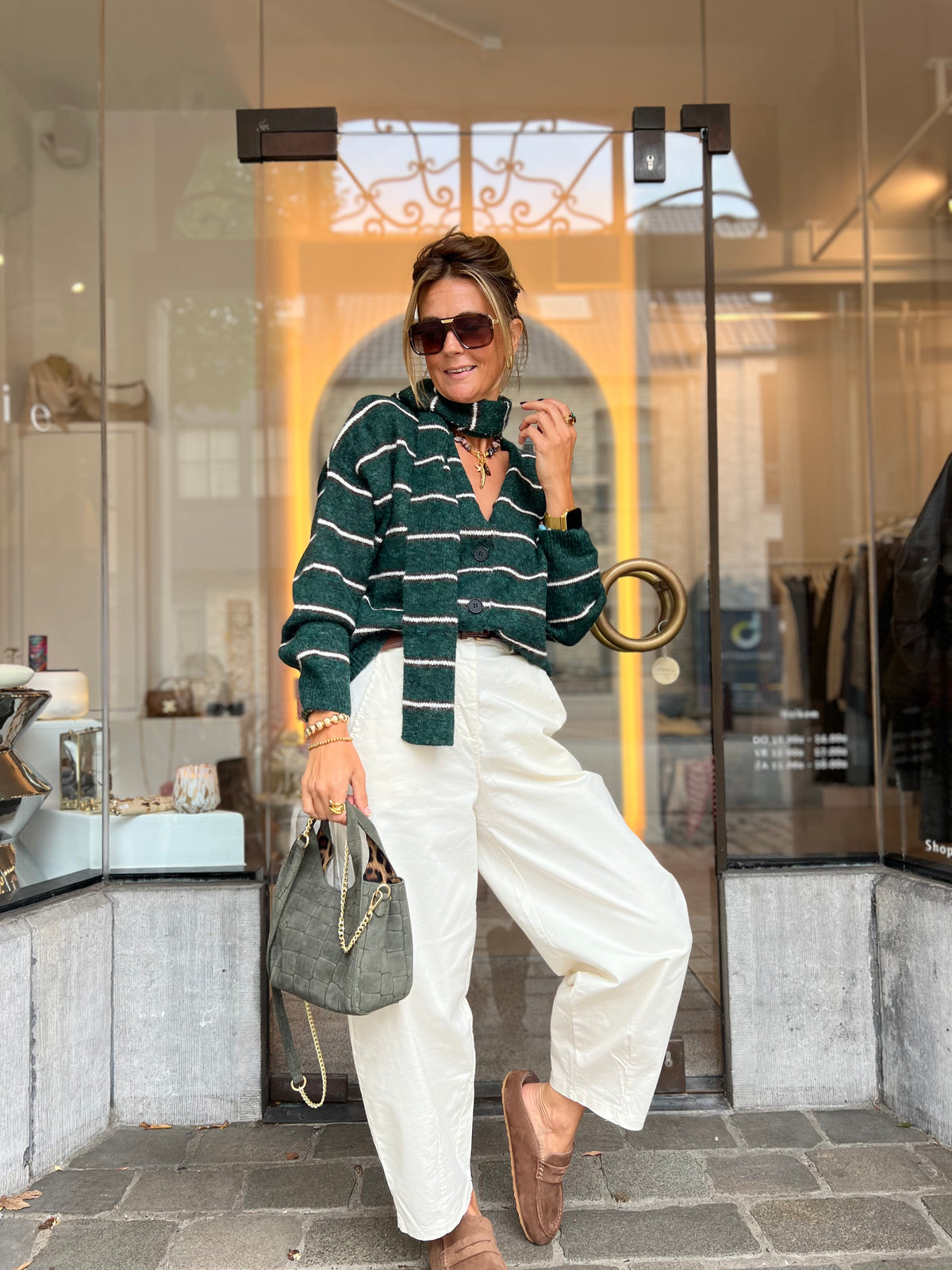 MALIA CARDIGAN & SCARF GREEN