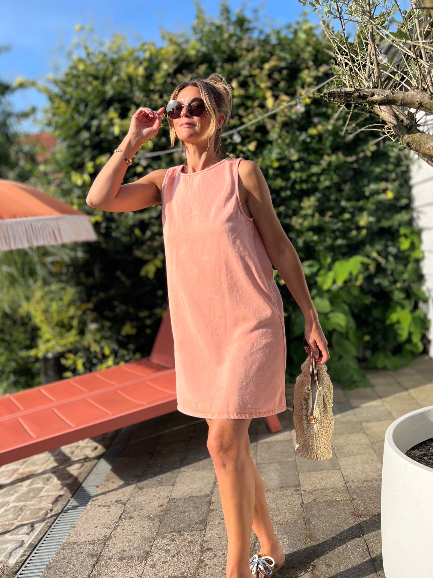 JESS DENIM DRESS PEACH