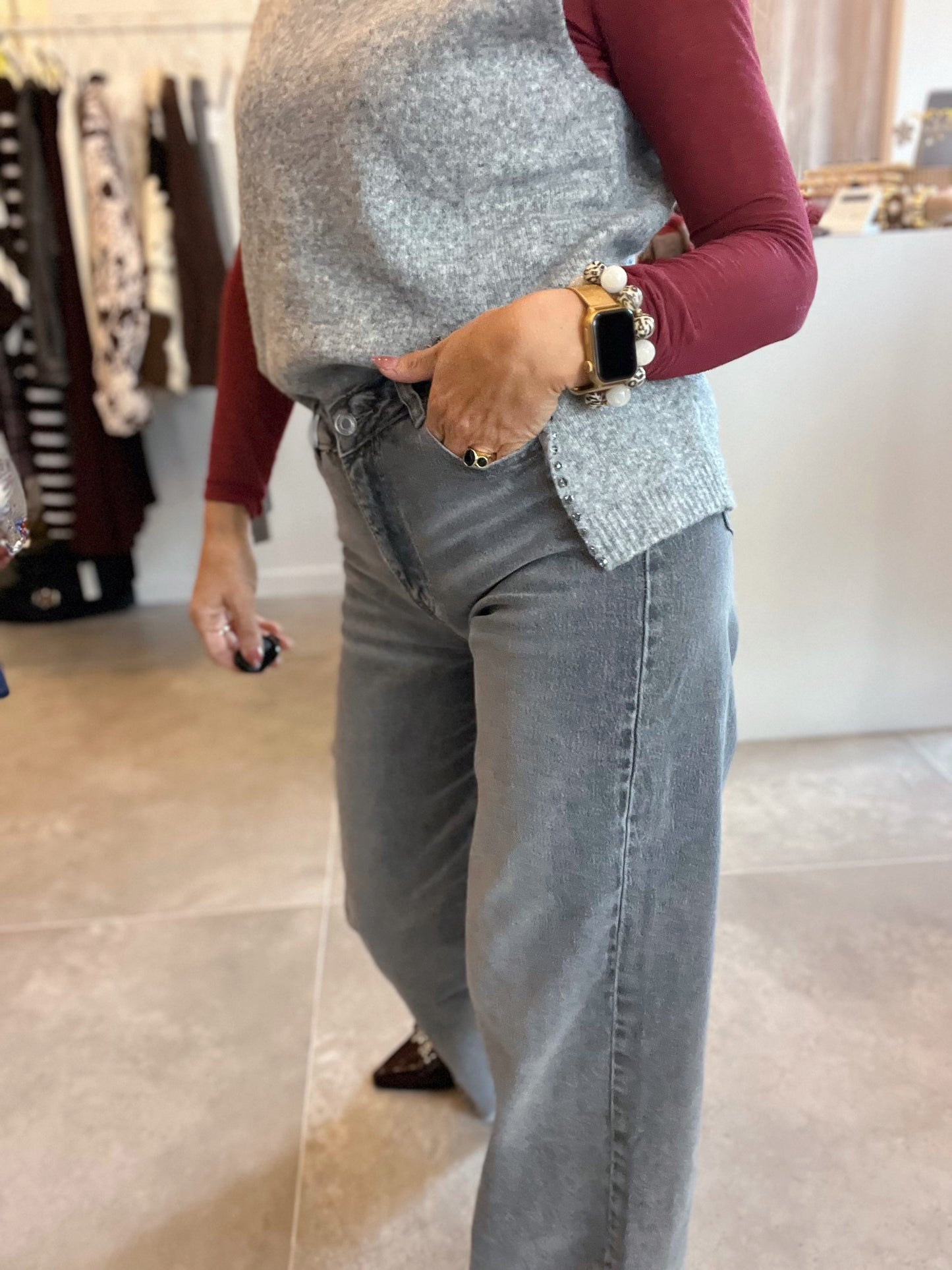 LITTZ GREY WASHED JEANS