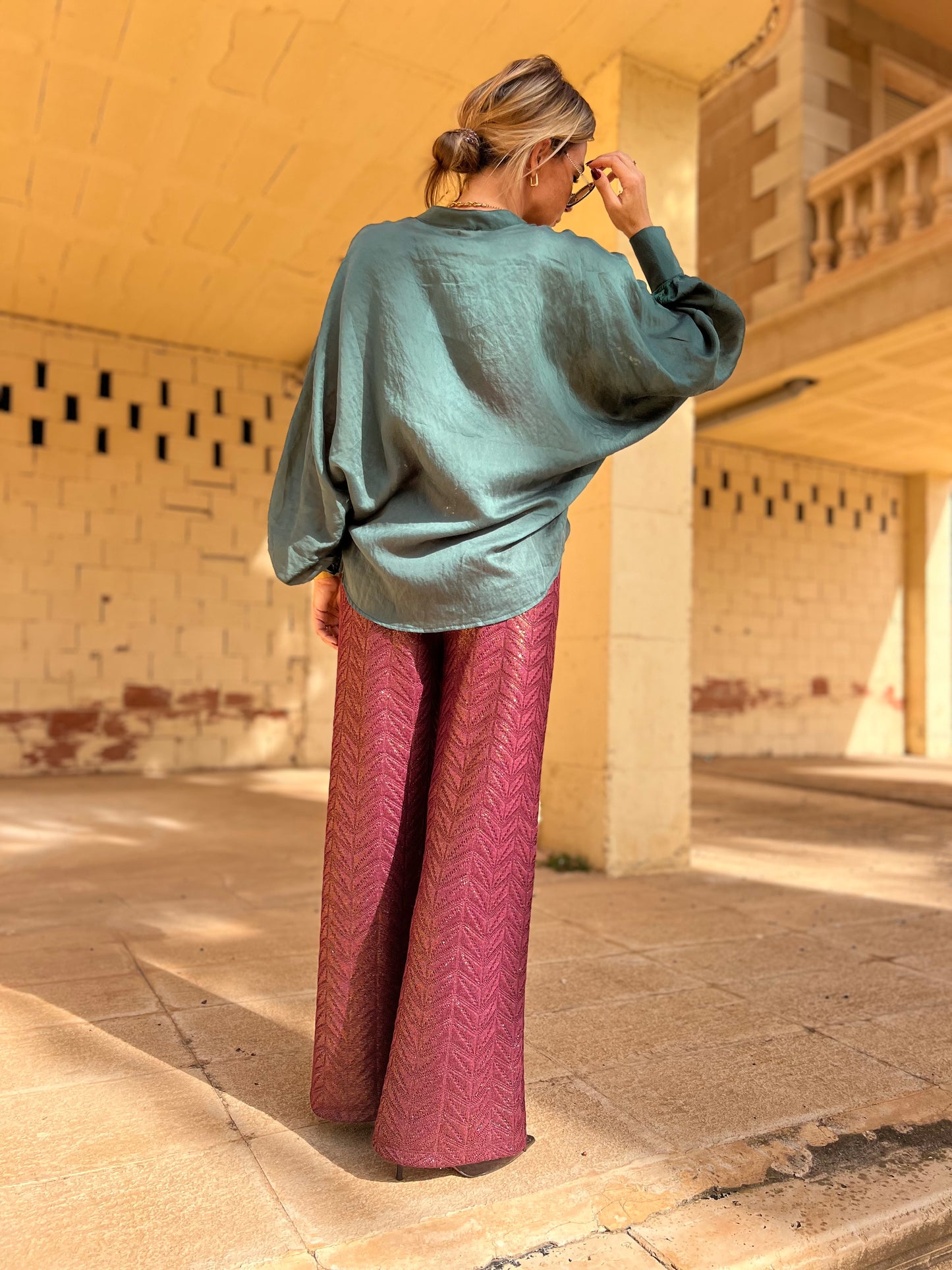 ANDEZ PANTS WINE SHIMMER